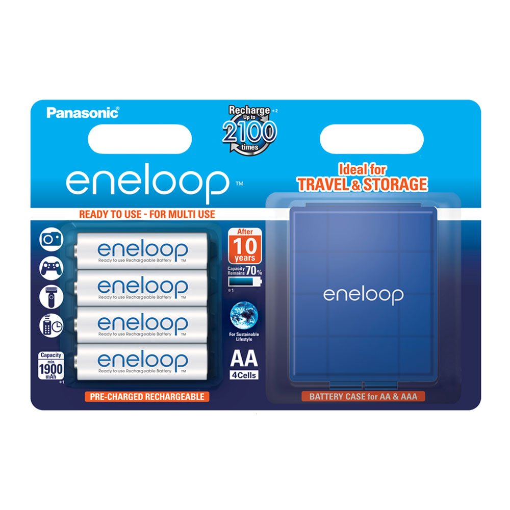 Panasonic 1X4 Eneloop Mignon Aa 1900 Mah + Battery Case, Bk 3Mccec4Be (Aa 1900 Mah + Battery Case)