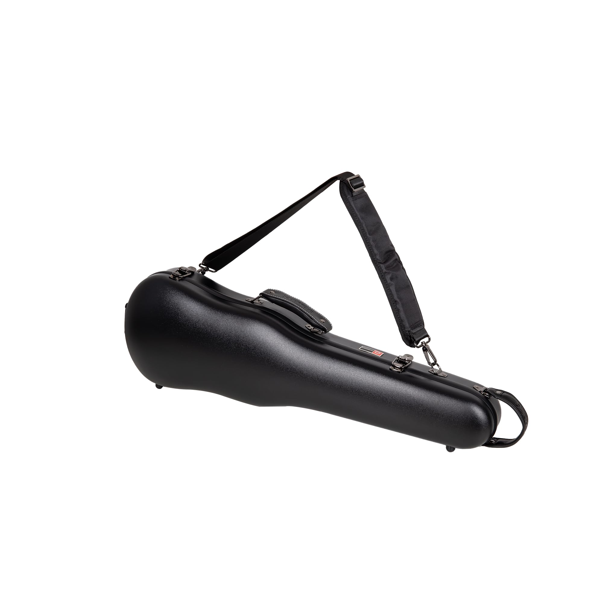 Crossrock Poly Carbon Shaped Violin Case For 4/4 Full-Size | Matte Black Finish, Hygrometer, Accessory Storage, Protective Blank