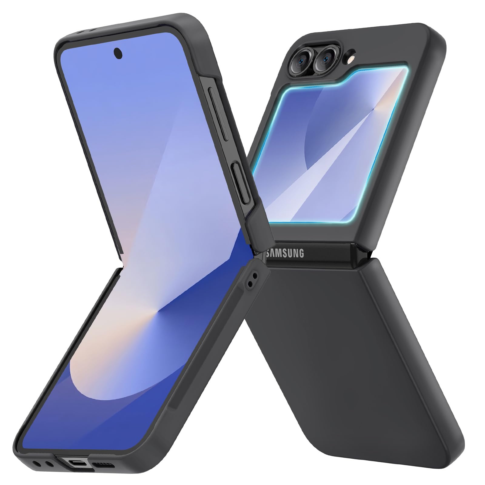 Ruky for Z Flip 6 Case, Full Body Cover Hard PC Ultra-Thin Anti-Scratches Shockproof, Support Wireless Charging Protective Phone