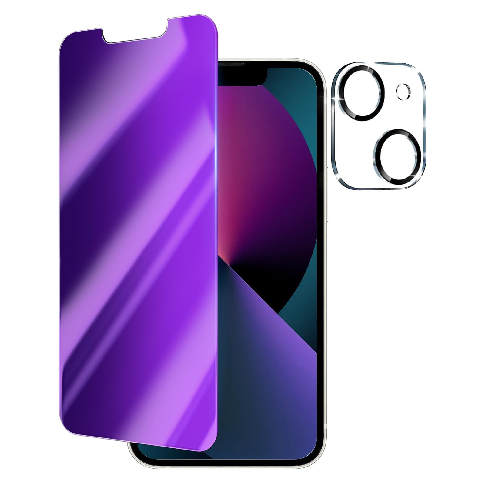 SZLHLTD iPhone 13 Privacy Screen Protector & Camera Lens, Anti Blue Light, 9H Tempered Glass, Smooth Matte Film, 6.1 Inch, 1+1 Pack