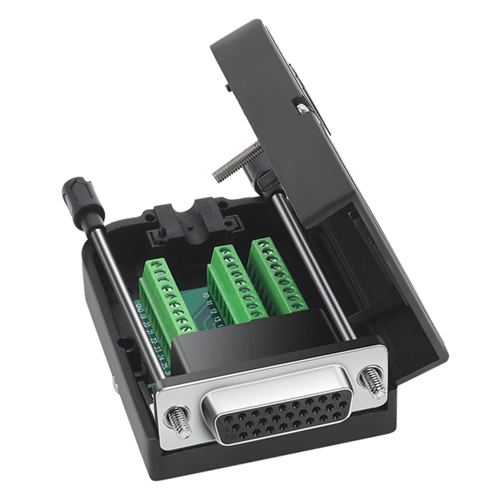 Jienk Db26 Female Solderless Breakout Connector, Rs232 D Sub Serial To 26 Pin Port Terminal Solderfree Adapter With Case Accesso