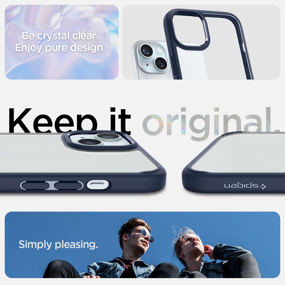 Spigen Ultra Hybrid Designed For Iphone 15 Case (2023) [Anti Yellowing], [Military Grade Protection]   Navy Blue