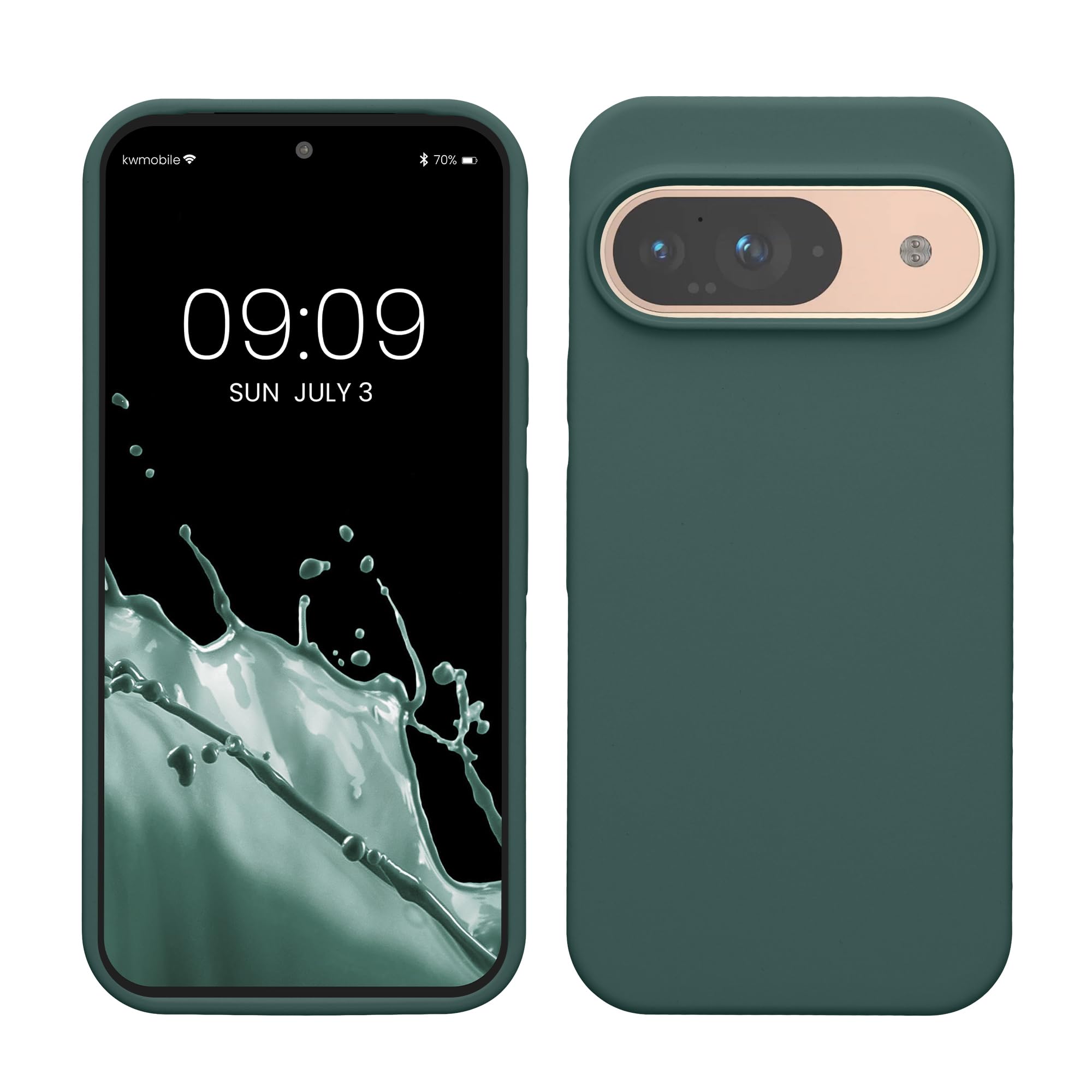 kwmobile Case Compatible with Google Pixel 9 / Pixel 9 Pro Case - TPU Silicone Phone Cover with Soft Finish - Blue Green