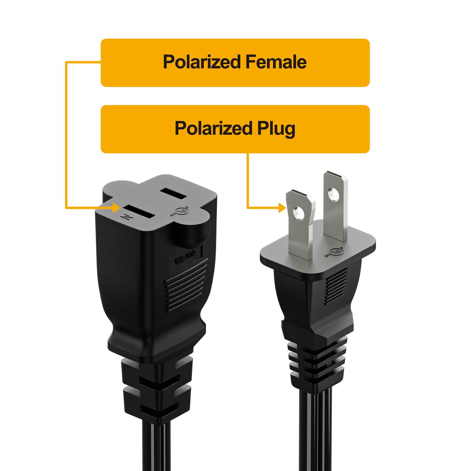On Off Switch Extension Cord [2 Feet], 2 Prong Polarized Extension Cord With Switch 12A/125V For Your Chargers/Lamp/Power Adapte