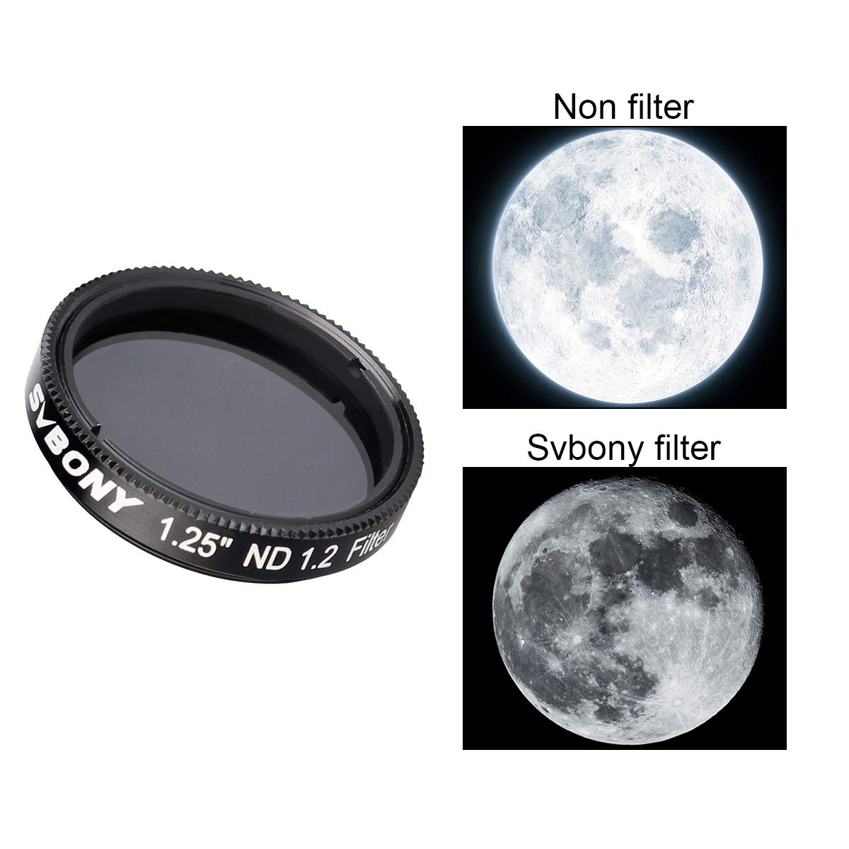 SVBONY SV139 Telescope Moon Filter ND16 6.25% Transmission 1.25 inch Aluminum