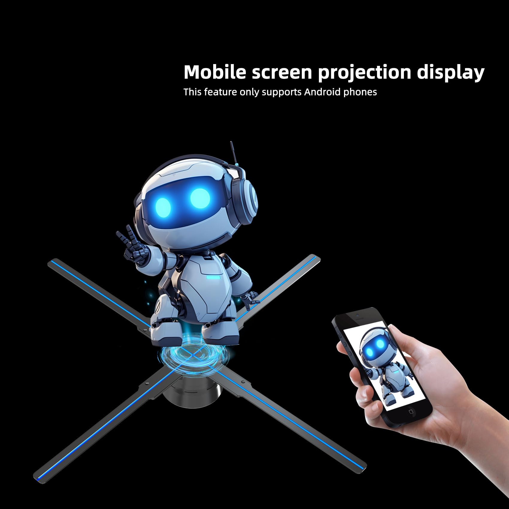 3D Hologram Fan,18.1 Inch 2000*1444Px Resolution Hologram Fan Projector Advertising Display For Christmas, Halloween,Business,Sh