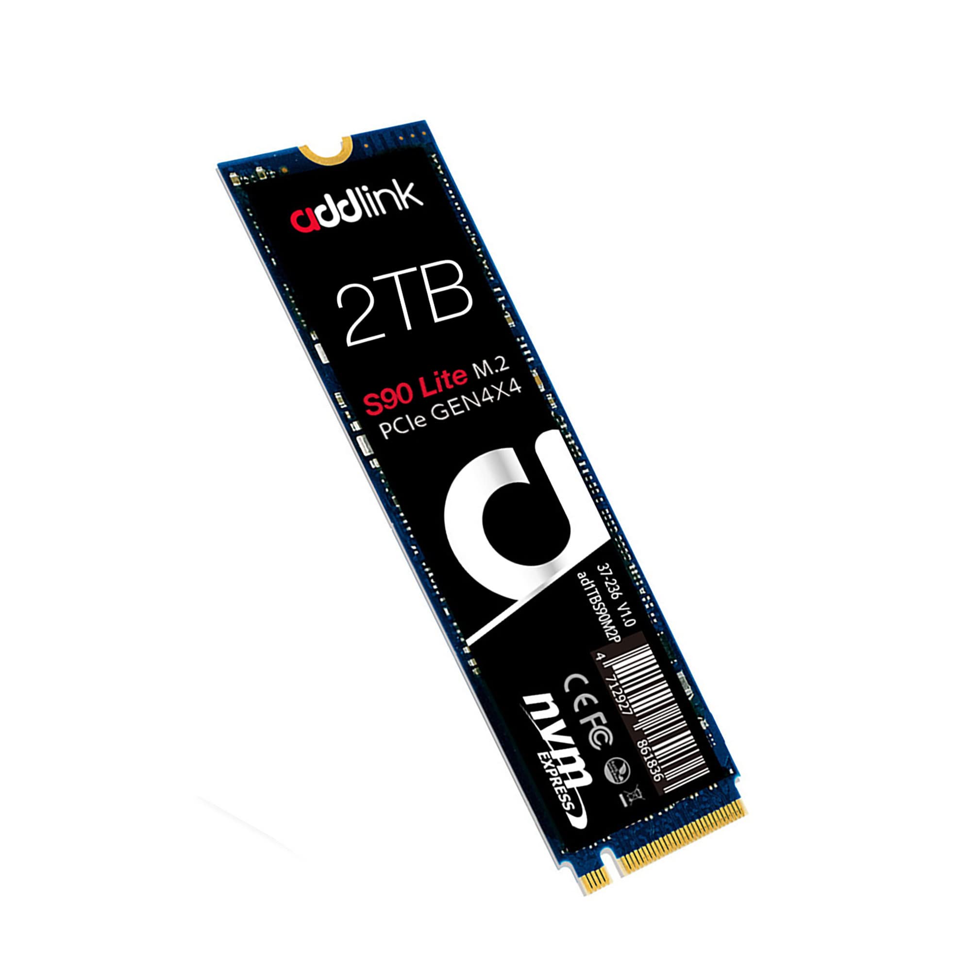 Addlink S90 Lite 2TB NVMe 4.0 Gen4 PCIe M.2 3D NAND Internal Gaming SSD - Read Speed up to 5000 MB/s (ad2TBS90LTM2P)