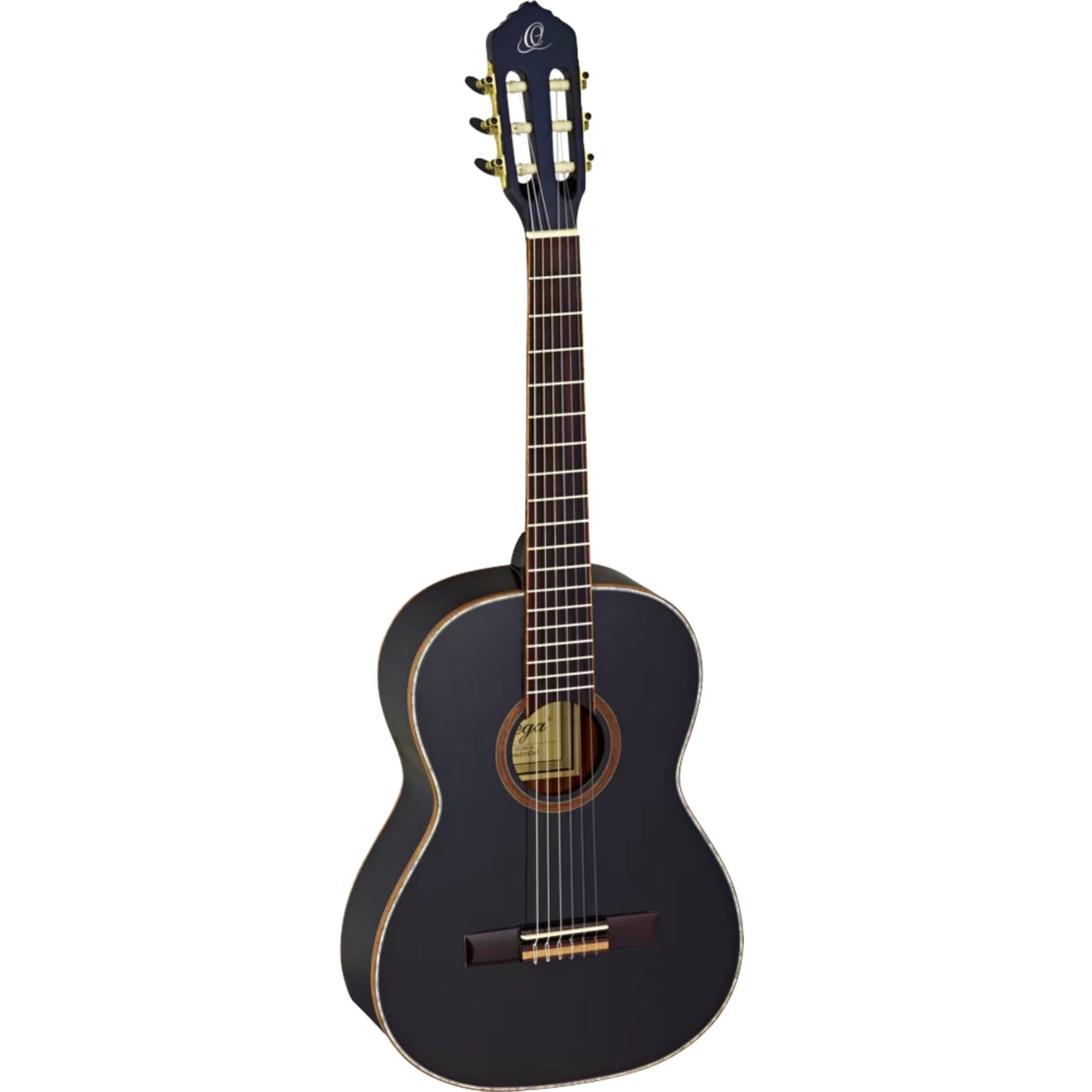 Ortega Guitars R221BK-7/8 Nylon 6-String Guitar with Spruce Top, Mahogany Body, Black Gloss, 7/8 Size