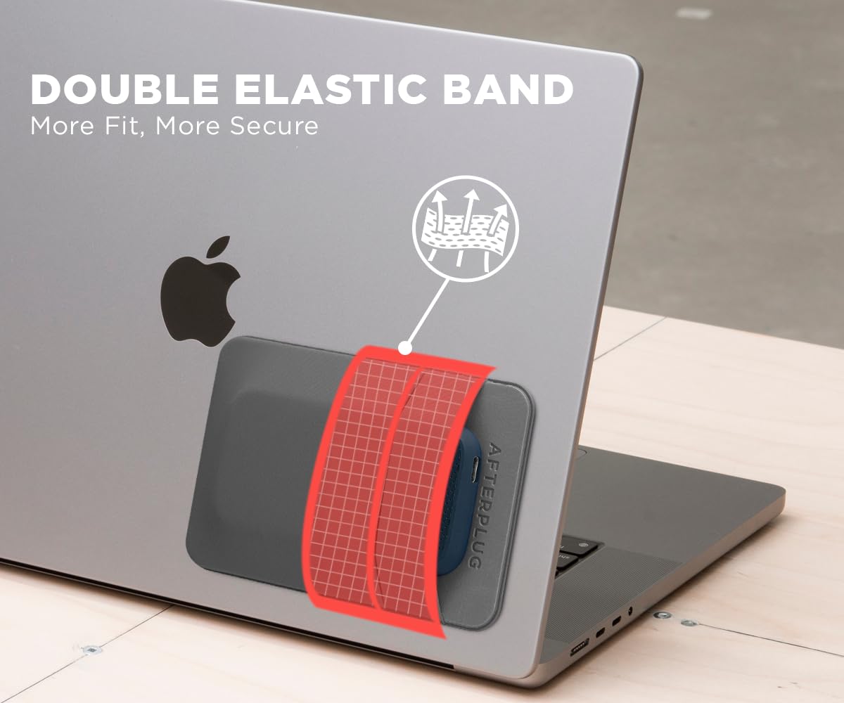 Afterplug 2 Pocket Adhesive Pouch For Laptop, Compatible With External Portable Ssd, Magic Mouse, Usb Cable And More   Gray