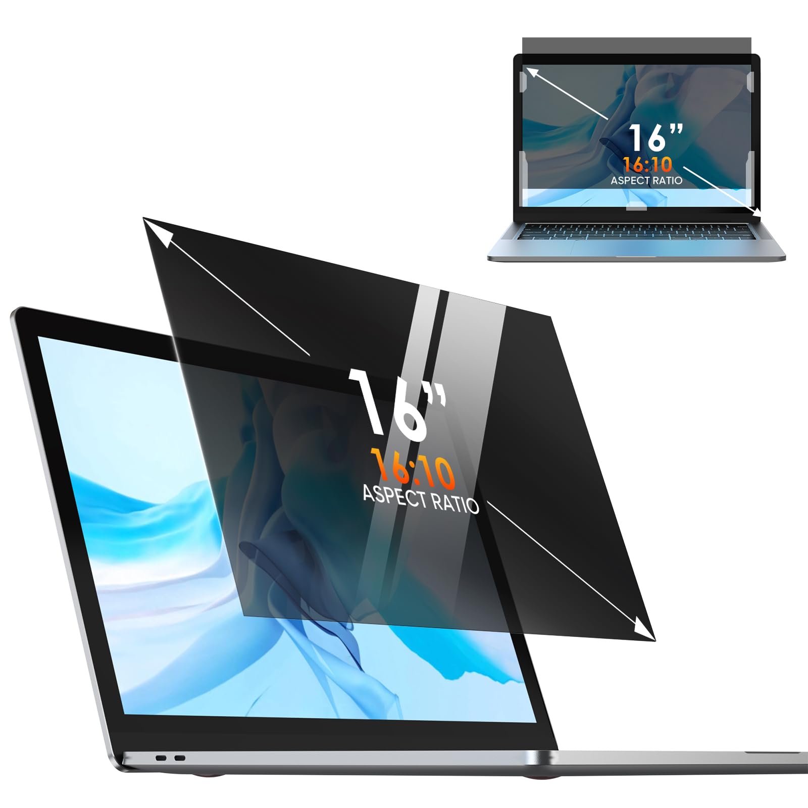Yamaya Laptop Privacy Screen 16 Inch, Removable 16:10 Aspect Privacy Filter Screen Protector For 16 Inch Laptop, Privacy Screen 