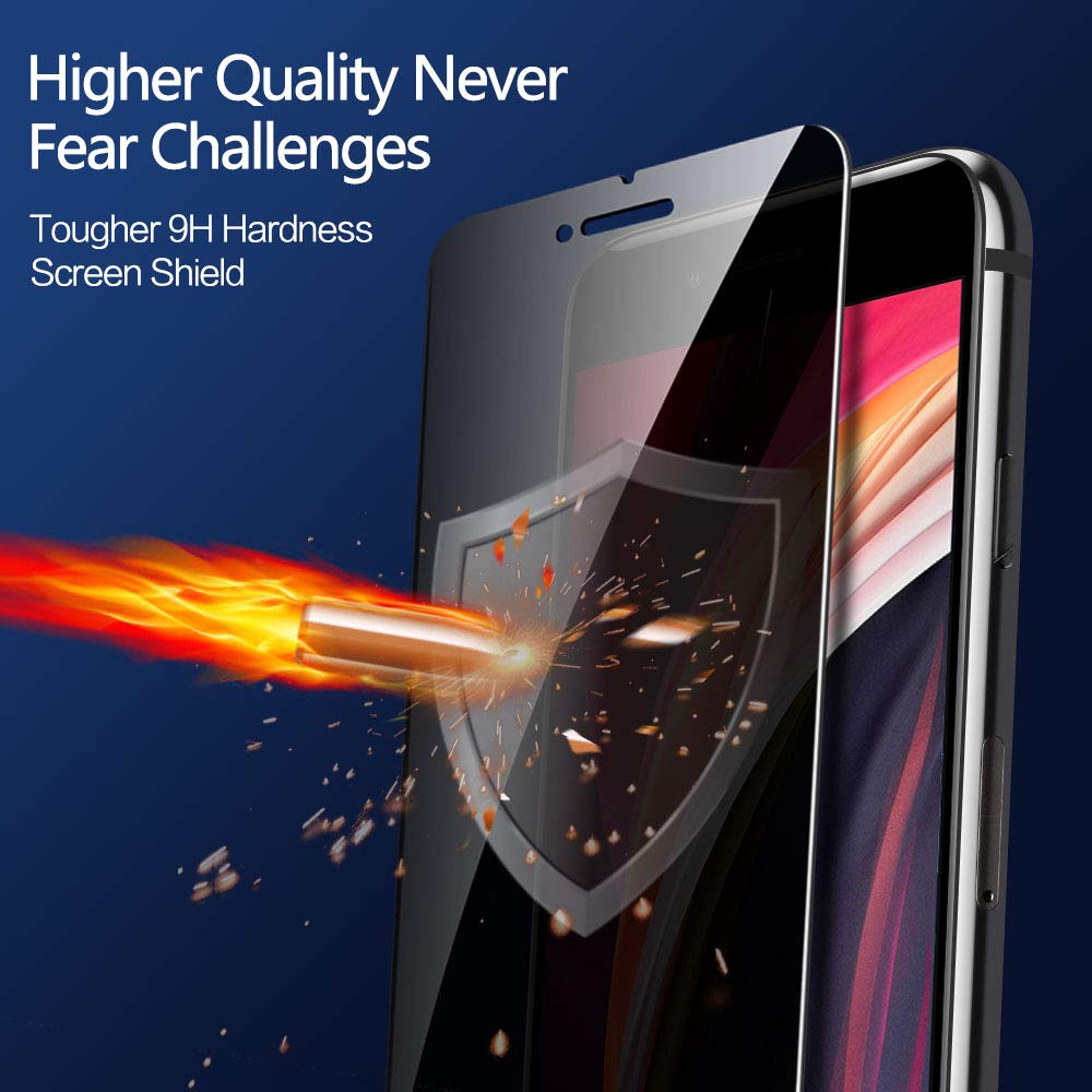 Sorlnern Privacy Screen Protector for iPhone SE 2nd/3rd Gen, 7/8, Anti-Spy Tempered Glass, Easy Installation, Black, 4.7
