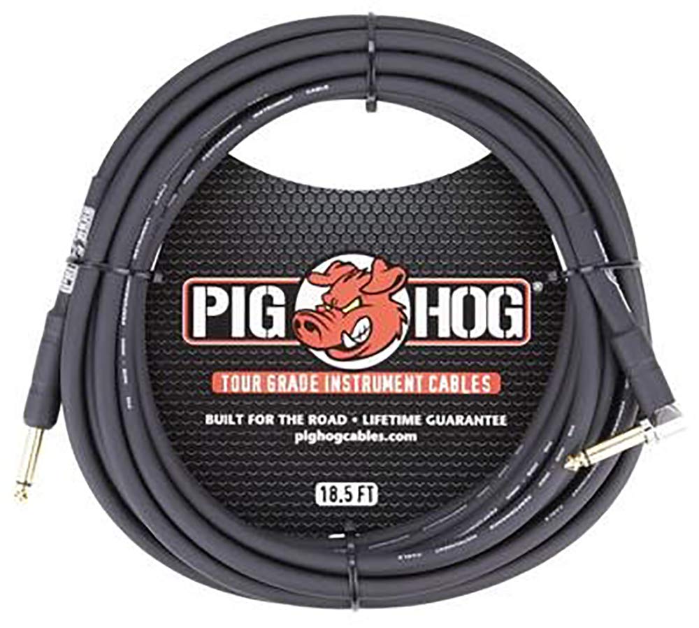 Pig Hog 18.5-foot 1/4-in - 1/4-in Right angle 8mm Tour Grade Instrument Cable