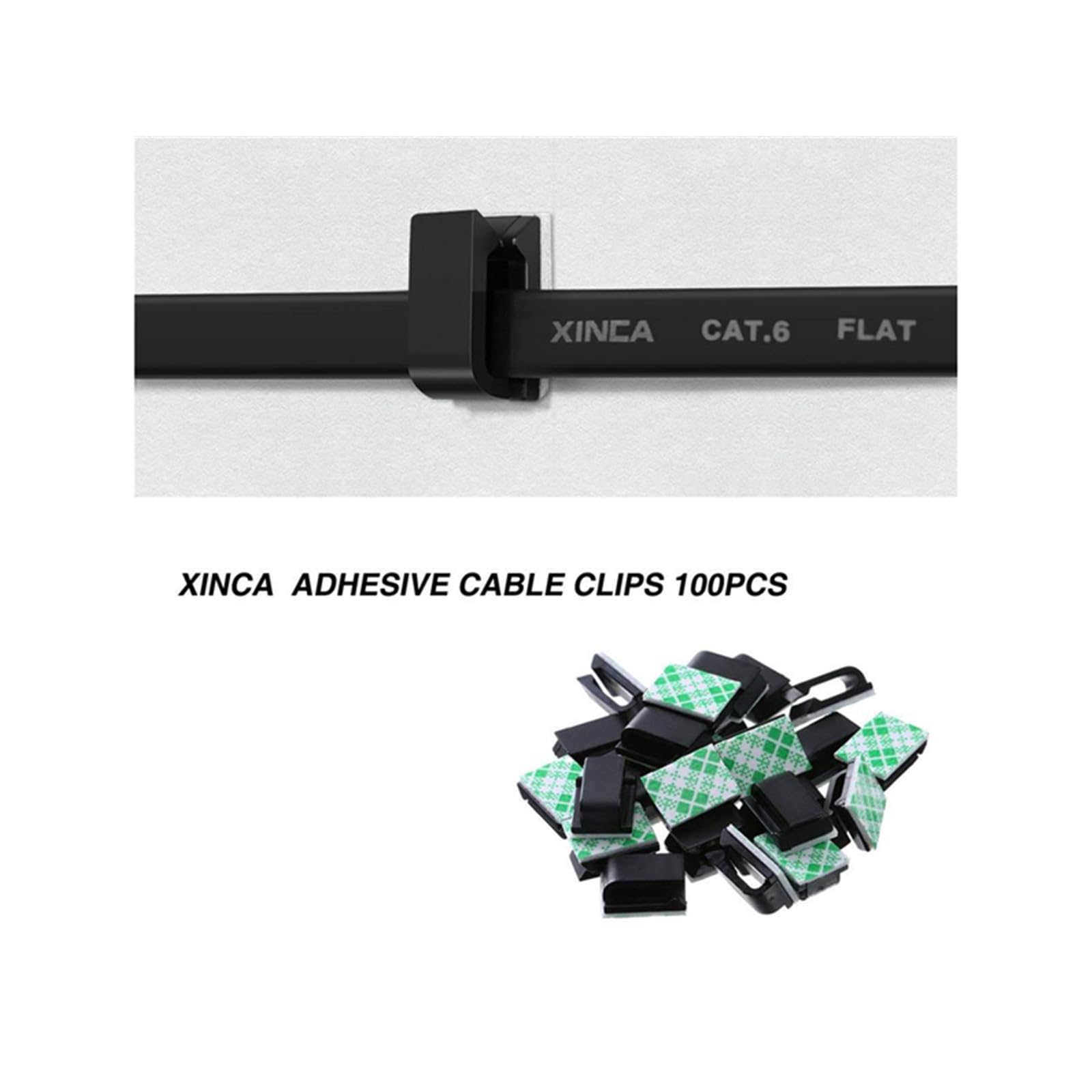 Wire Cable Clips Adhesive Cable Clips   Xinca Ethernet Cable Clips Wire Holder System 100 Pcs Black For Car, Office,Desk Accesso