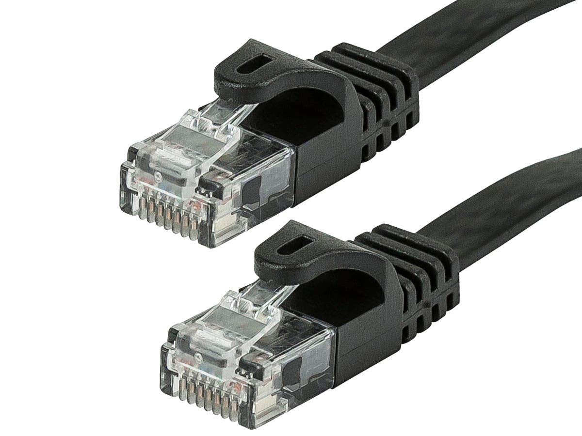 Monoprice Cat5E 5Ft Black Flat Patch Cable Utp 30Awg 350Mhz Pure Bare Copper Snagless Rj45 Flexboot Series Ethernet Cable