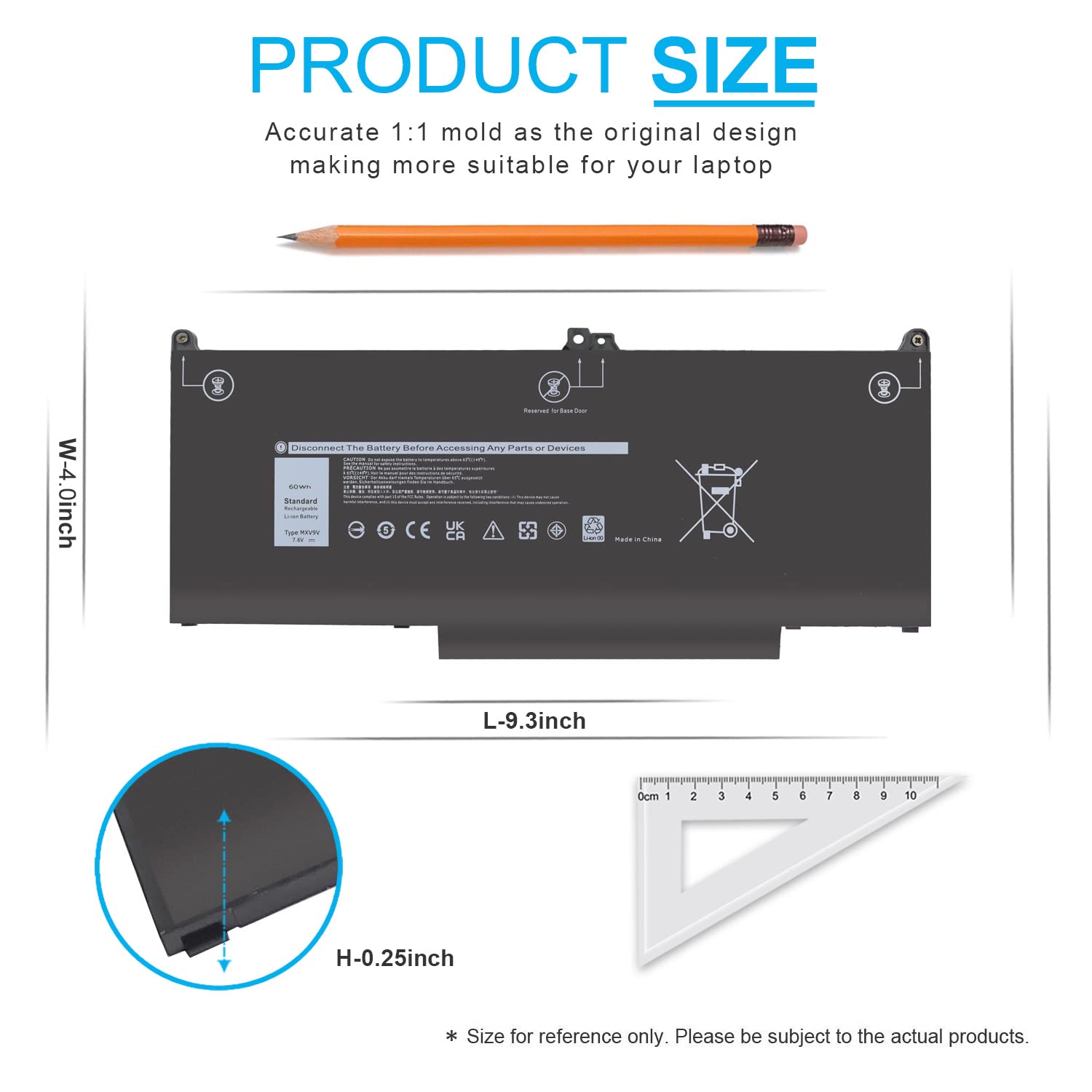 Mxv9V 7.6V 60Wh Laptop Battery For Dell Latitude 7400 7300 E5300 E5310, Latitude 5300 5310 2 In 1, For Inspiron 7300 7306 2 In 1