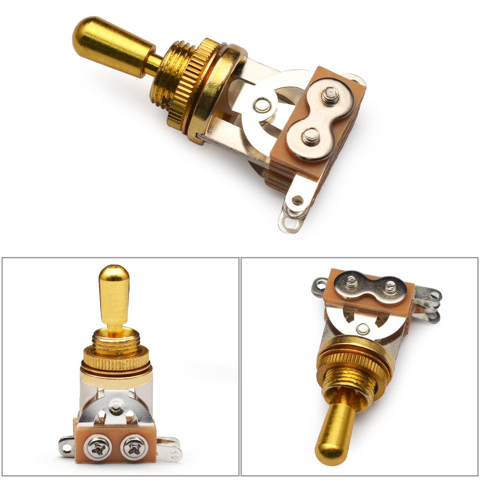 Maxcheer Metal 3 Way Guitar Pickup Switch Selector Pickup Toggle Switch Parts For Les Paul Gutiar Accessories (Gold)