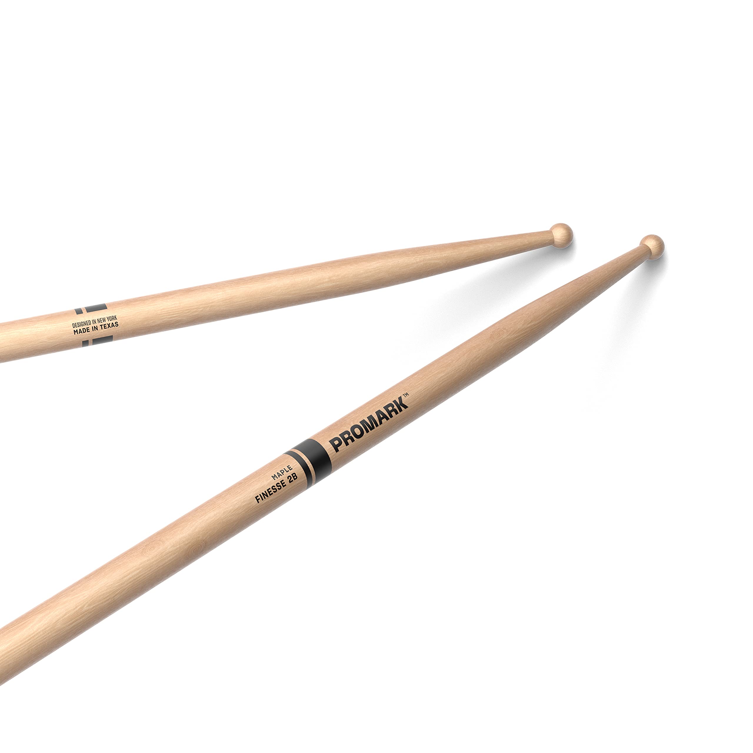 Promark Finesse 2B Maple Drumsticks, Small Round Wood Tip, One Pair
