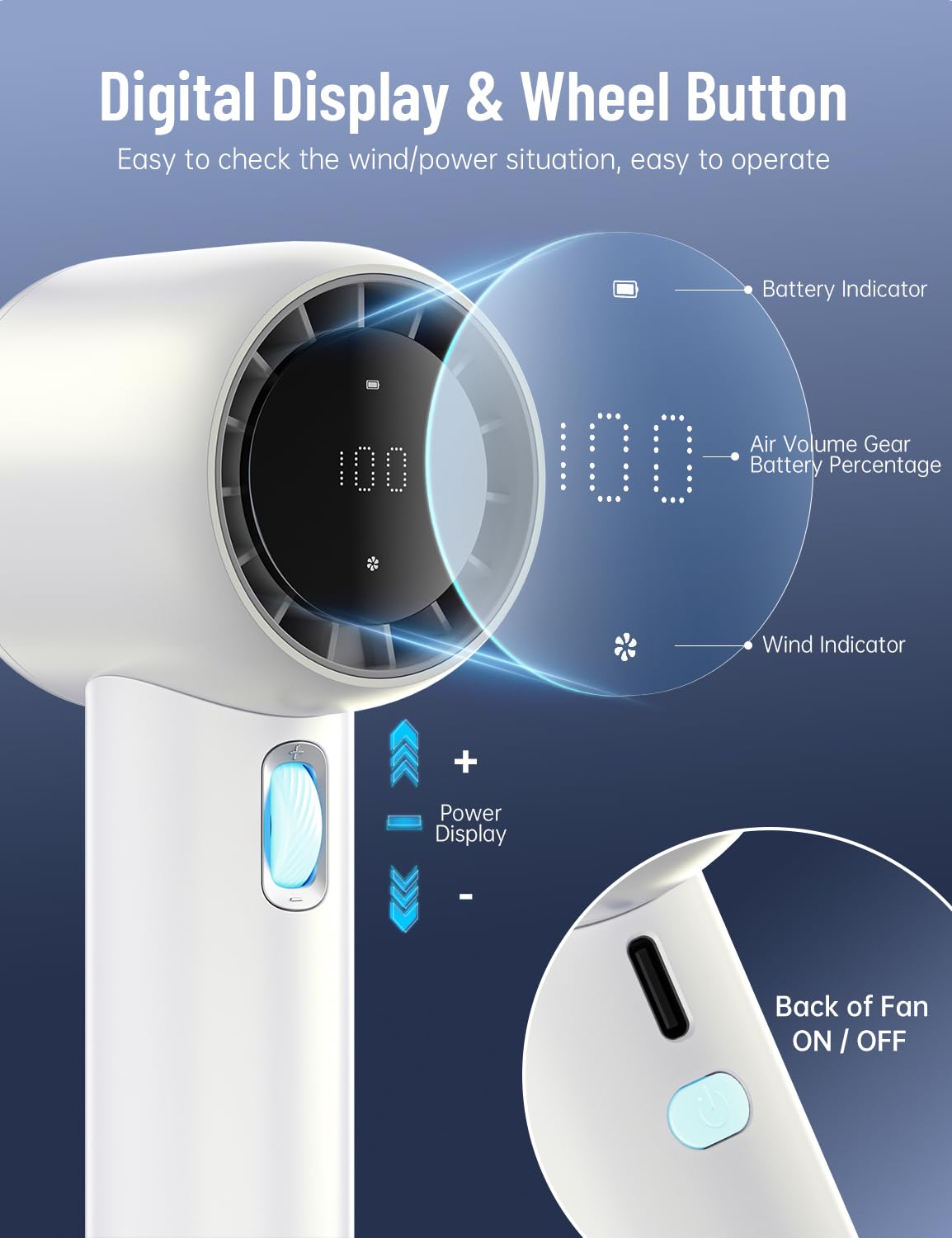 Cuzyfeelin Portable Handheld Fan   High Speed(1 199) Small Mini Turbo Fan   [16H Cooling Time] Rechargeable Battery Powered Fan