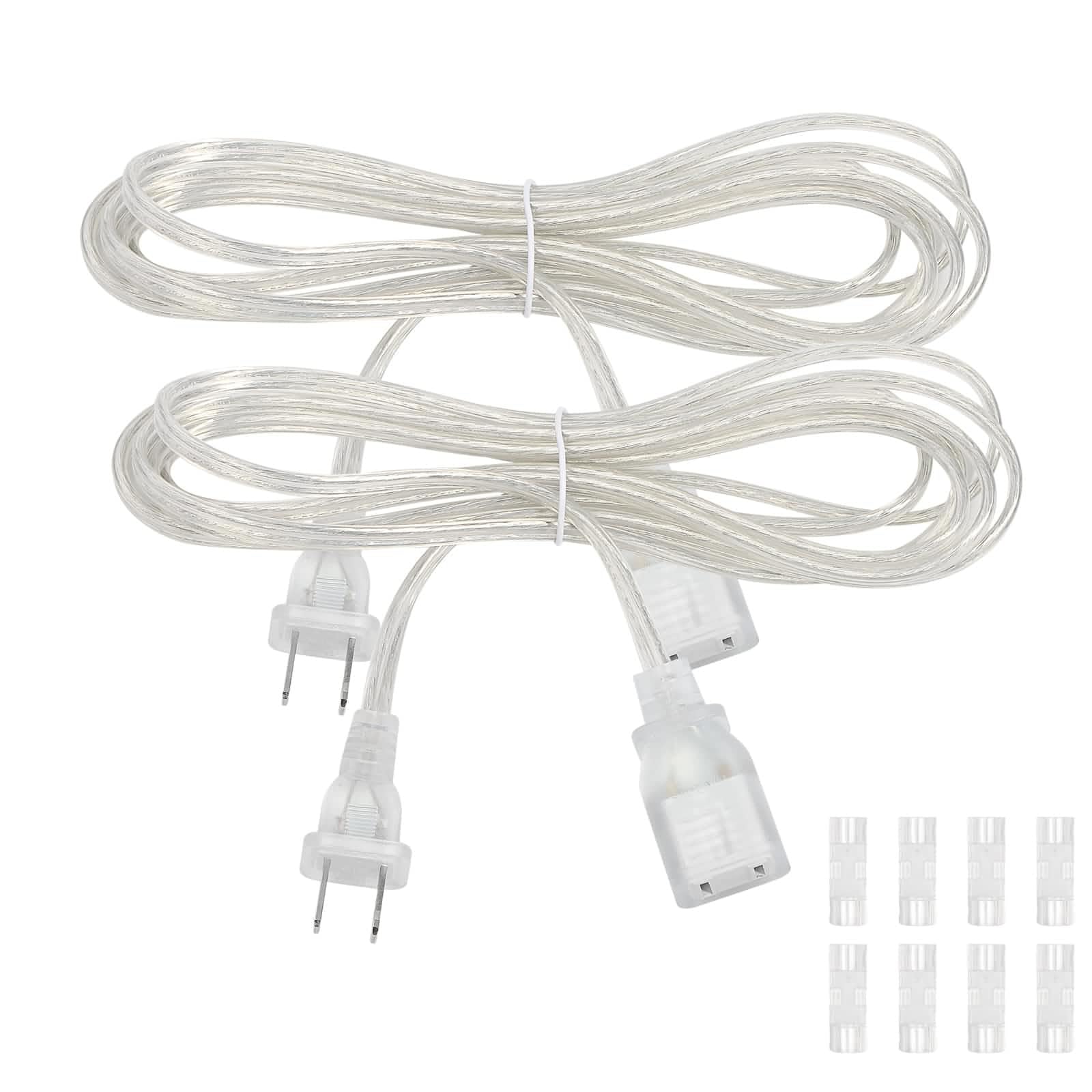 Haultop 2 Pack Clear Extension Cord, 10 Feet Male To Female Extension Cords, 2 Prong Extension Cord With Ul Certified, Power Cab