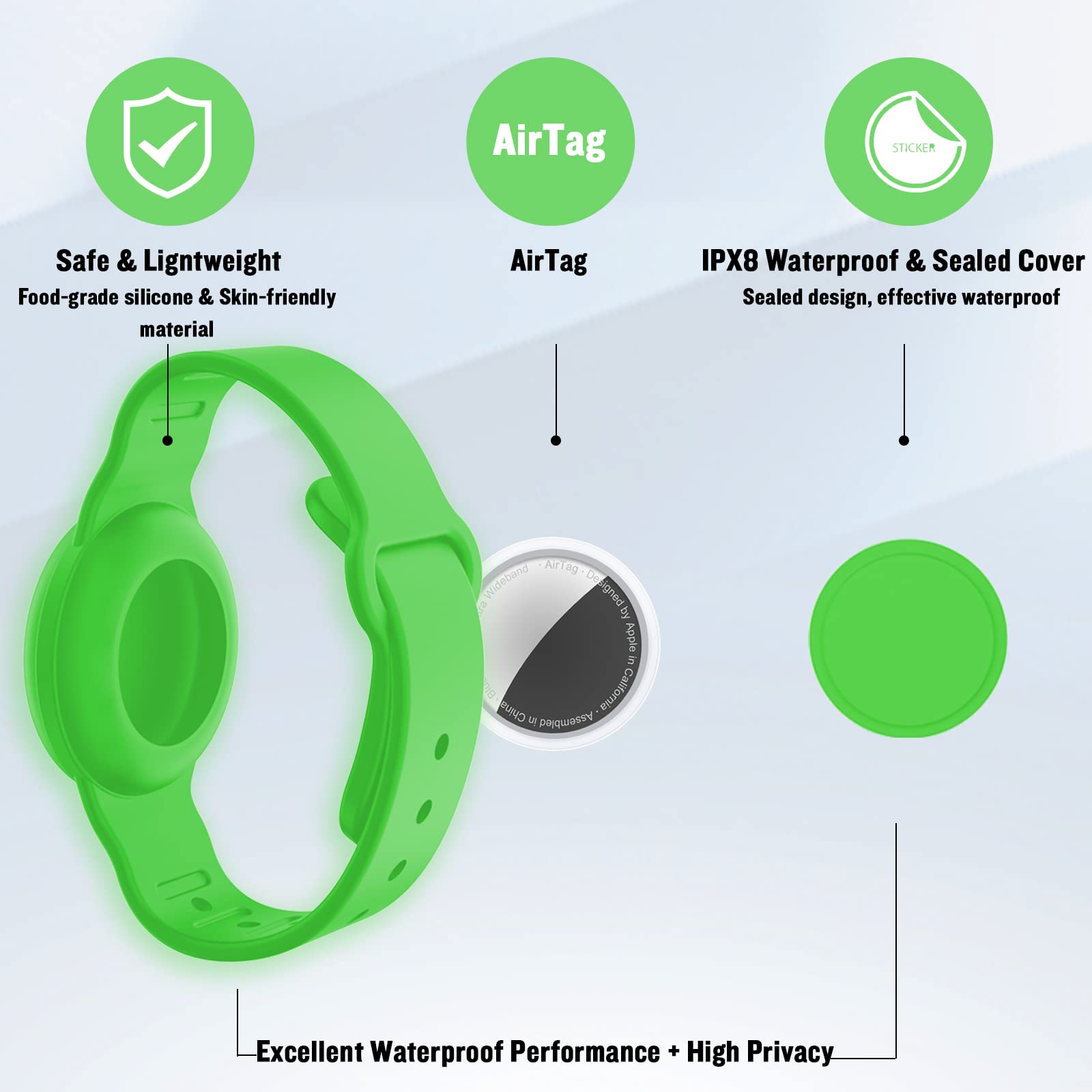 Kahadi 2 Pack Waterproof Airtag Bracelet For Kids, Hidden Silicone Wristband For Airtag, Gps Tracker Case For Air Tag Holder Str