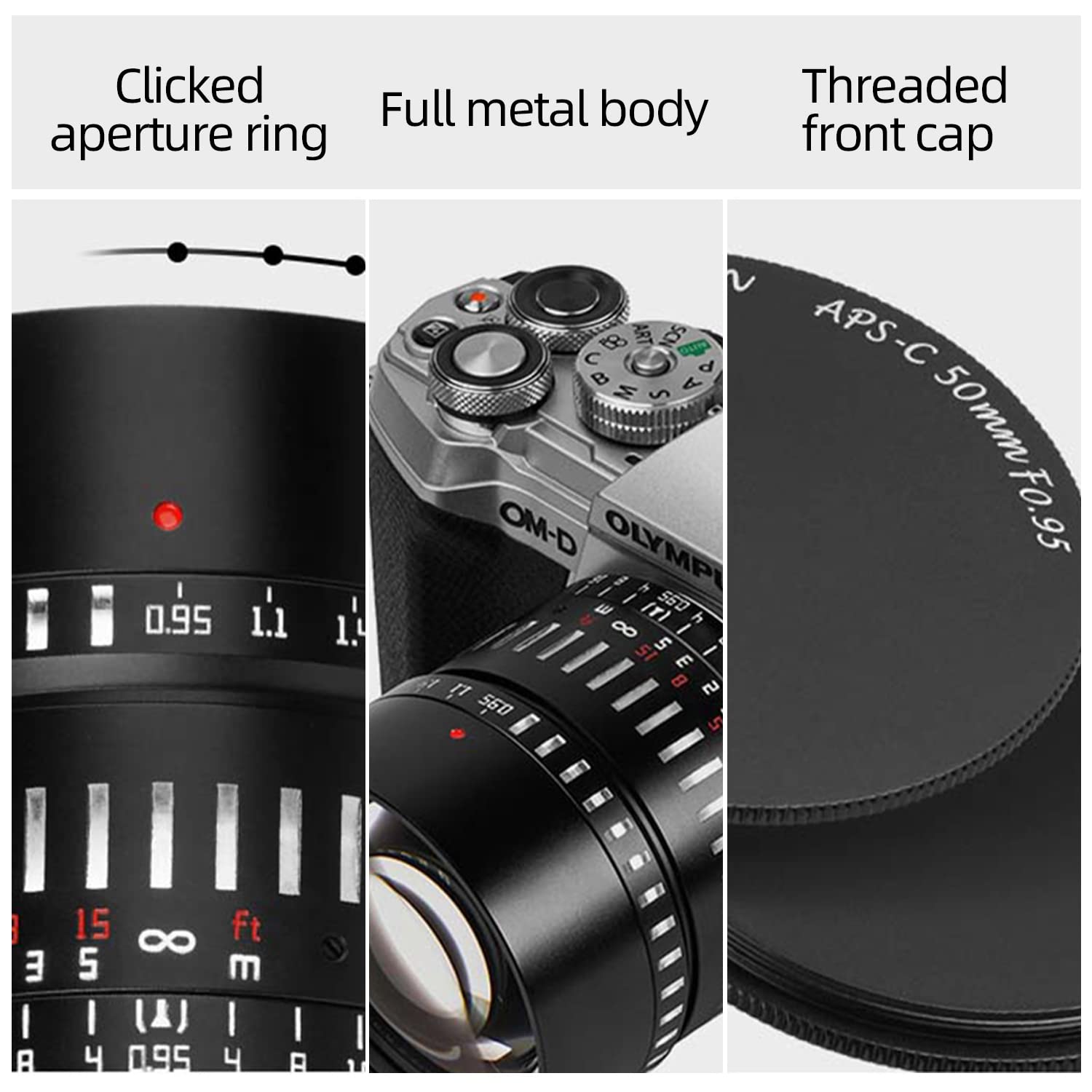 Ttartisan 50Mm F0.95 Lens Aps C Large Aperture Manual Focus Lenses For Fujifilm X Mount Cameras X T1 X T2 X T3 X T4 X T5 X T10 X T20 X T100 X T200 Xpro1 X S10