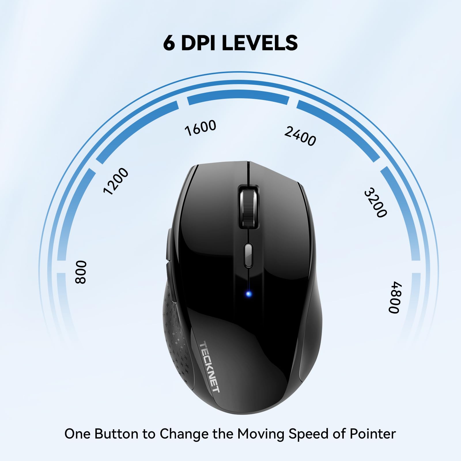 Tecknet Bluetooth Mouse, 4800 Dpi Computer Mouse, 2 Year Battery Wireless Mouse 6 Adjustable Dpi, 6 Buttons Compatible With Lapt