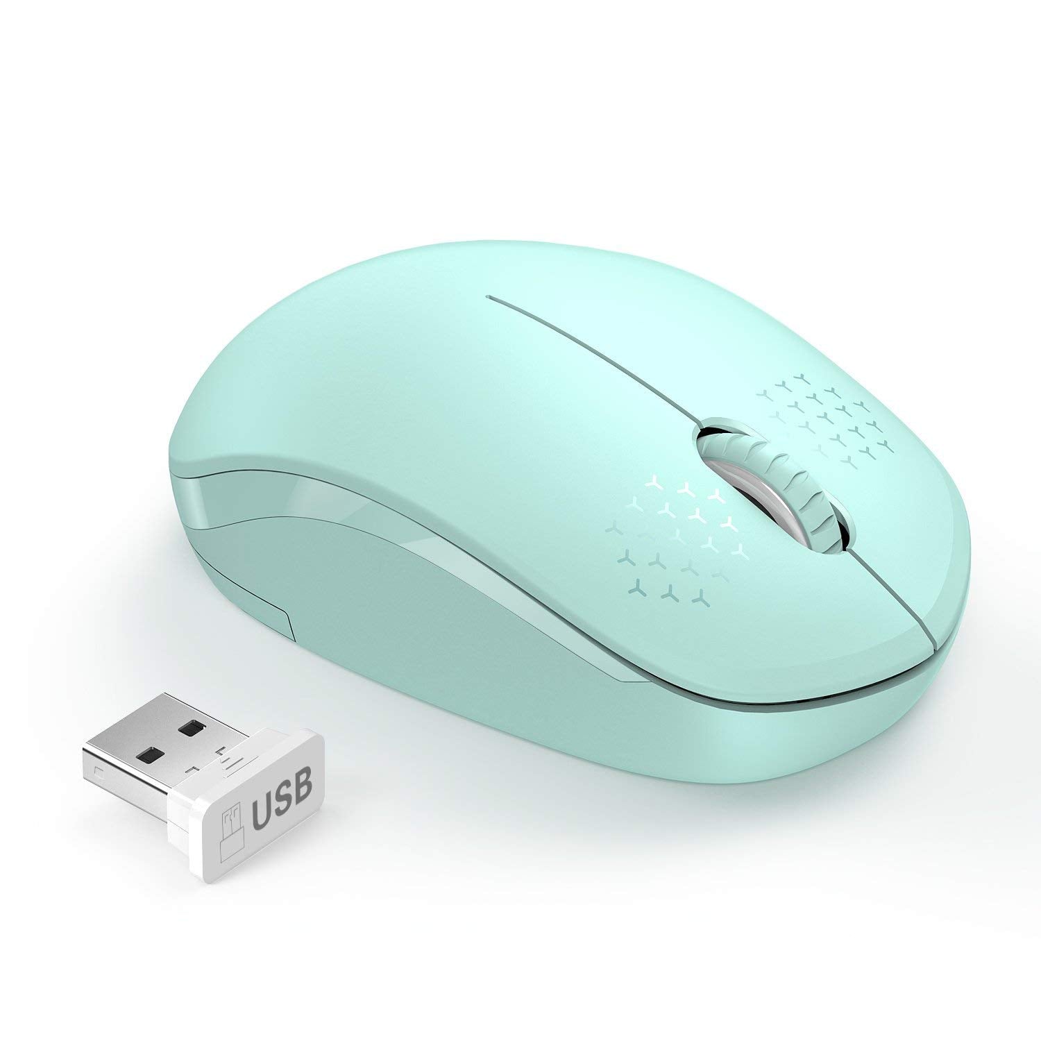 Seenda Wireless Mouse, 2.4G Noiseless Mouse With Usb Receiver   Portable Computer Mice For Pc, Tablet, Laptop With Windows System   Mint Green