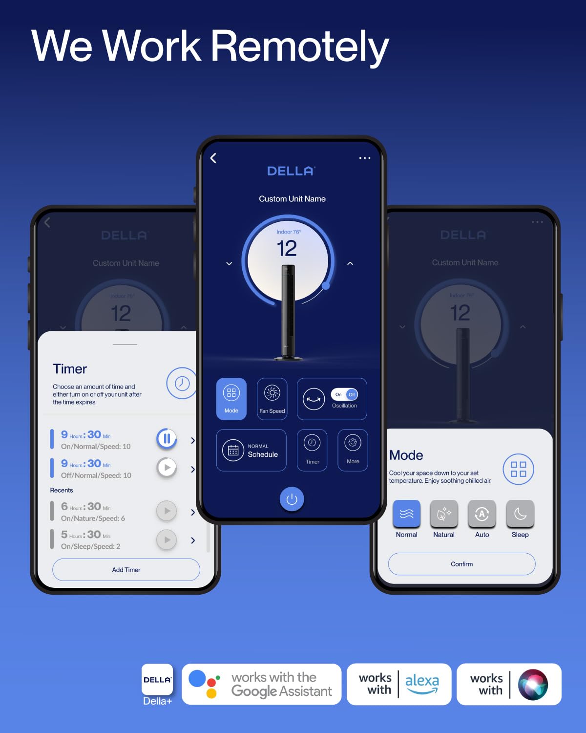 Della 42 Smart Tower Fan For Bedroom, 28Ft/S Airflow, Ultra Quiet 23Db, Cooling Fan With 12 Speeds, 90 Oscillating, Dc Motor, 24
