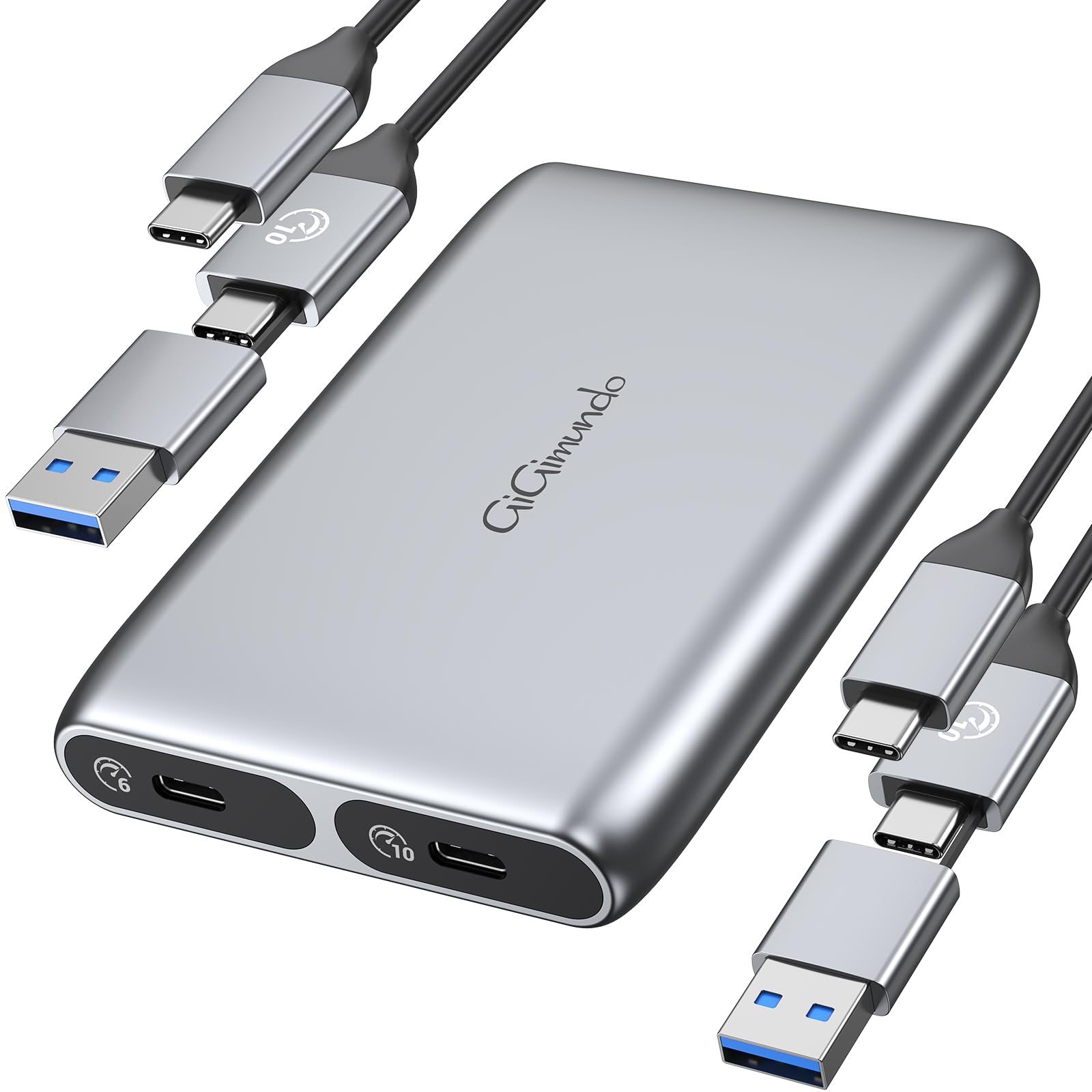 Gigimundo Two Bay M.2 Ssd Enclosure Heavy Duty   1Xnvme 10Gbps (M/M&B Key) & 1Xngff Sata 6Gbps (B/M&B Key) With Uasp Support, Sl