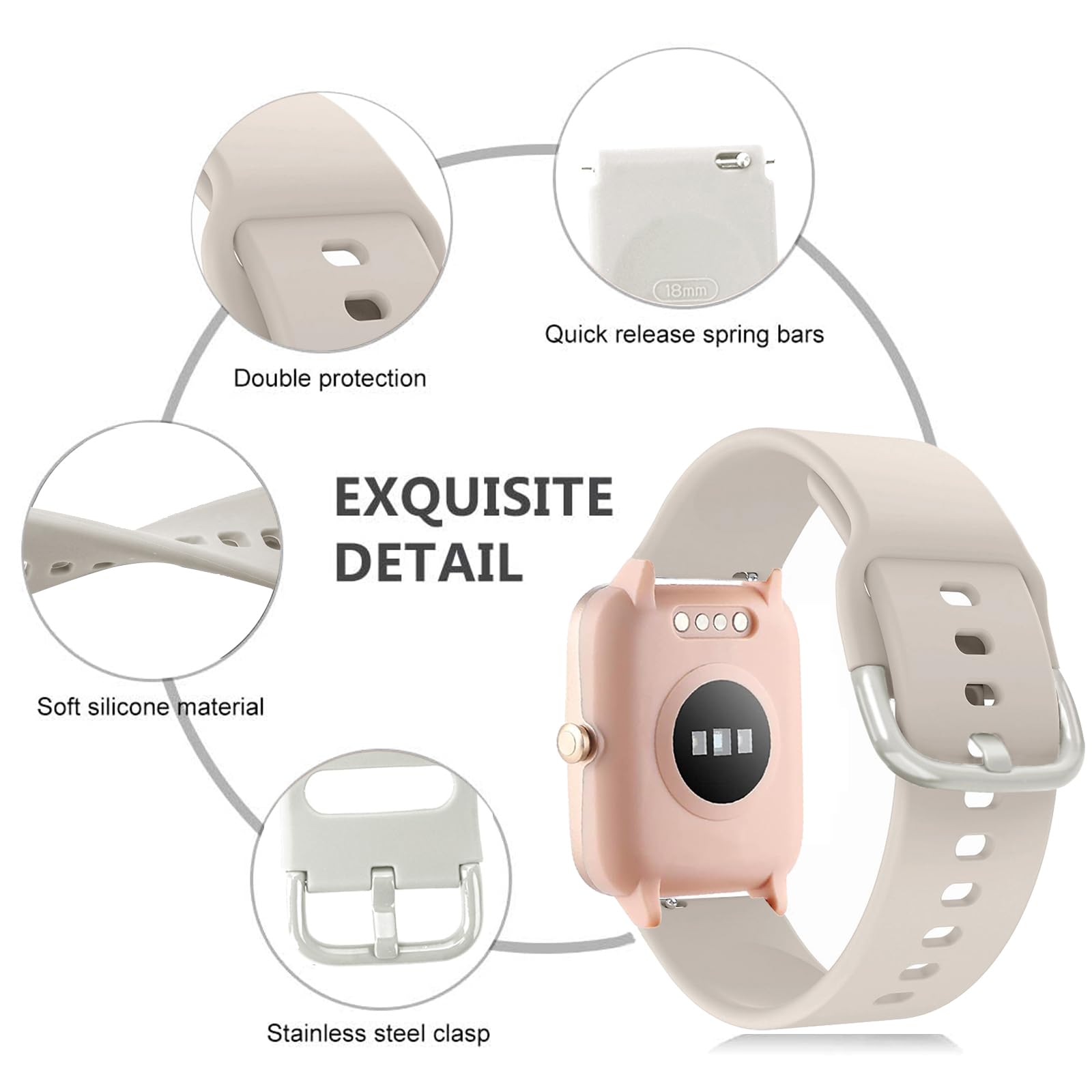 Vicrior Bands Compatible With Id205L Smart Watch, Quick Release Soft Silicone Fadeless Pattern Printed Floral Replacement Band F