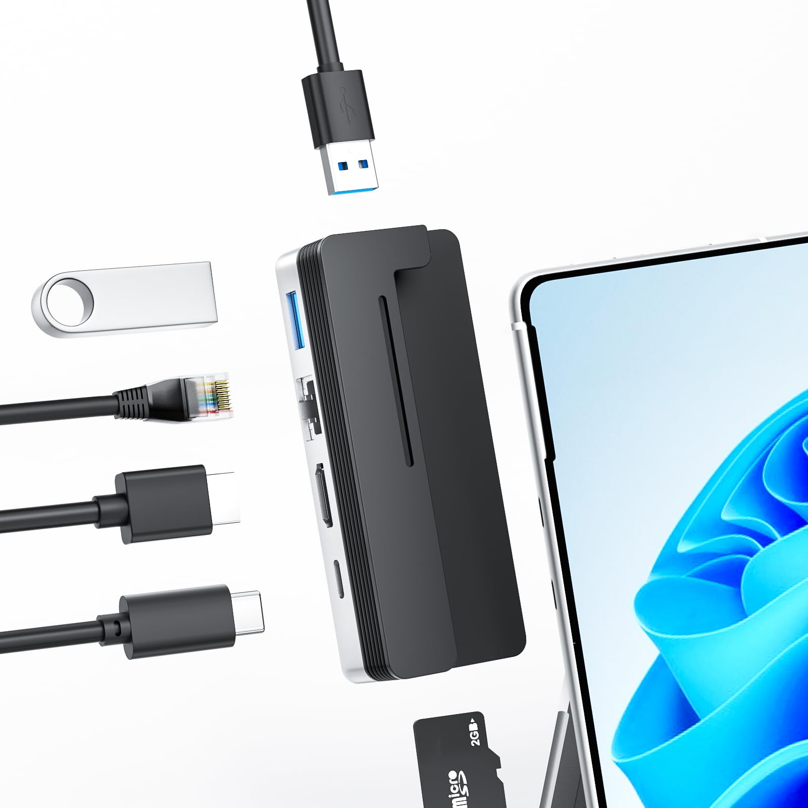 Byeasy Surface Pro 9 Docking Station, 6 In 2 Usb C Hub With 4K@60Hz Hdmi, 100W Pd Charging, 1000M Ethernet Lan, 2 Usb 3.0 Ports, And Tf Card Reader   Designed For Surface Pro 9