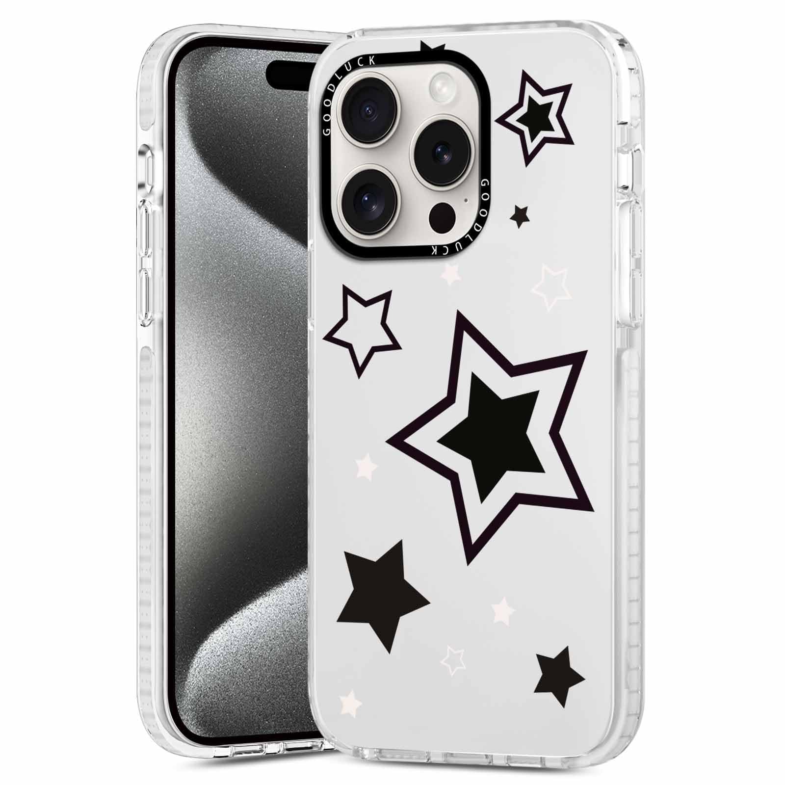Rumdey 2 Pack Cute Clear Star Phone Case For Iphone 16 Pro 6.3 Inch, Aesthetic Trendy Soft Slim Fashion Protective Shockproof Tp