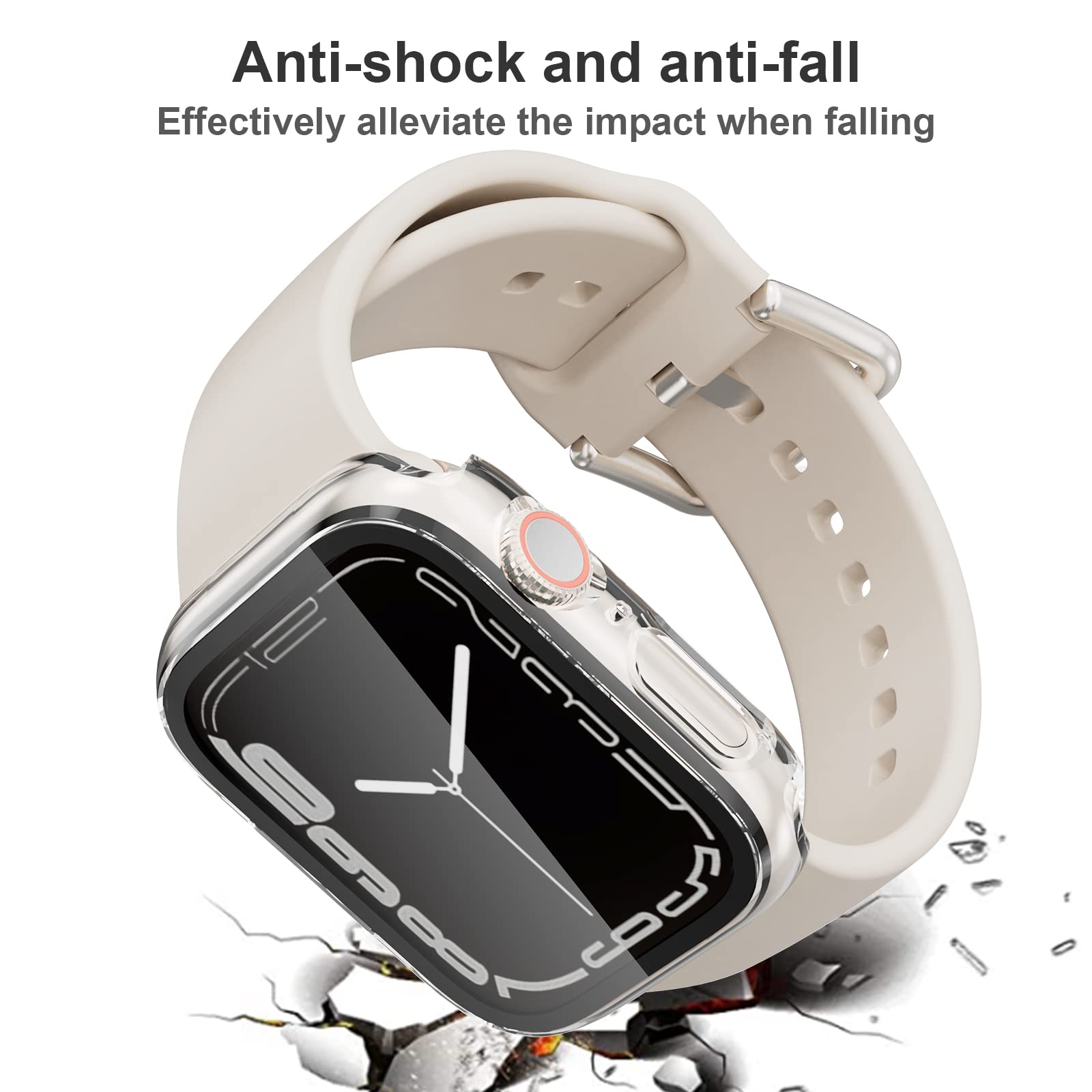 Cuteey 6 Pack Case For Apple Watch Series 9 Series 8 7 45Mm With Built In Tempered Glass Screen Protector, Overall Full Protecti