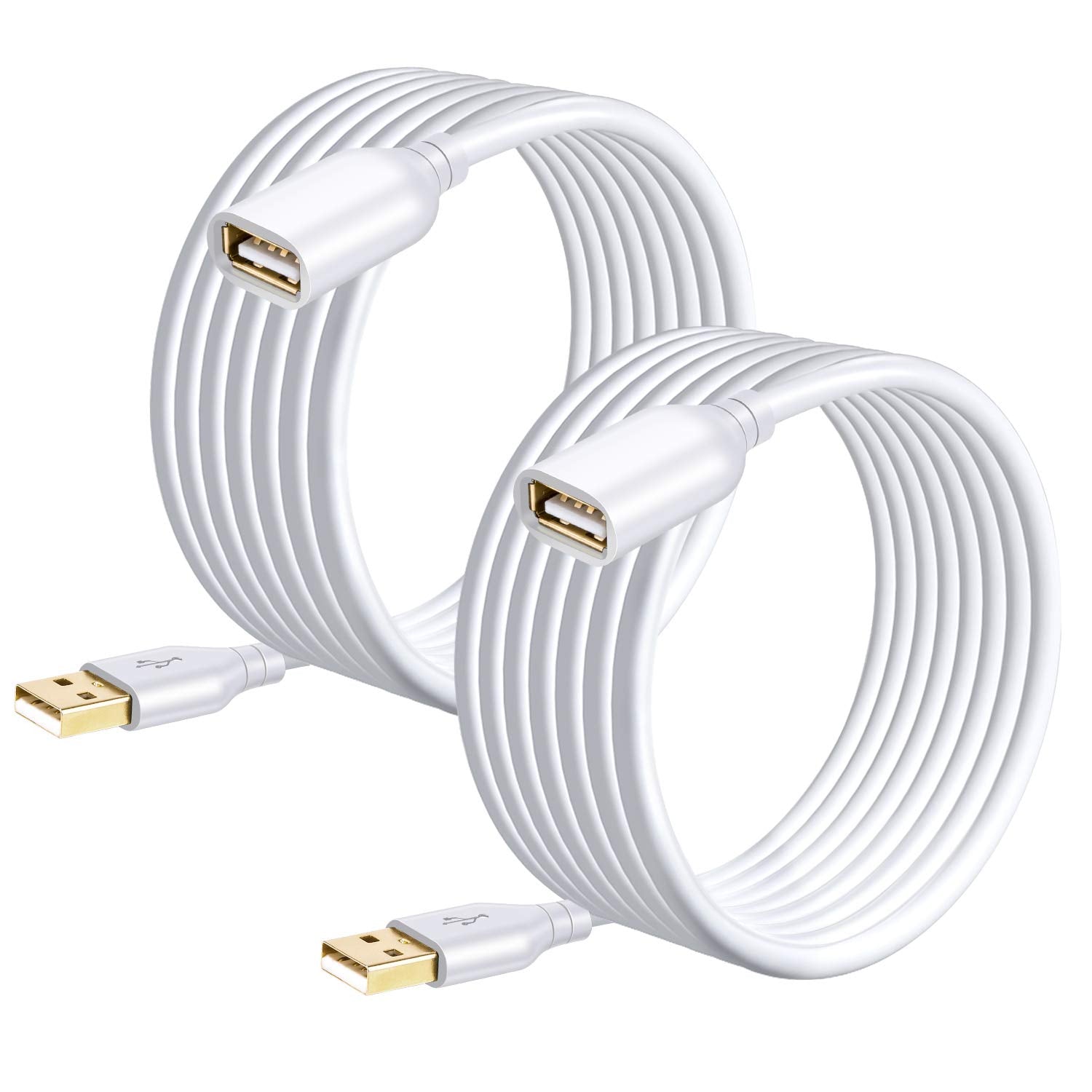 Costyle Usb Extension Cable White 15Ft, 2 Pack Usb 2.0 Extender Cable Usb Type A Male To A Female Extension Cable Long Usb Exten