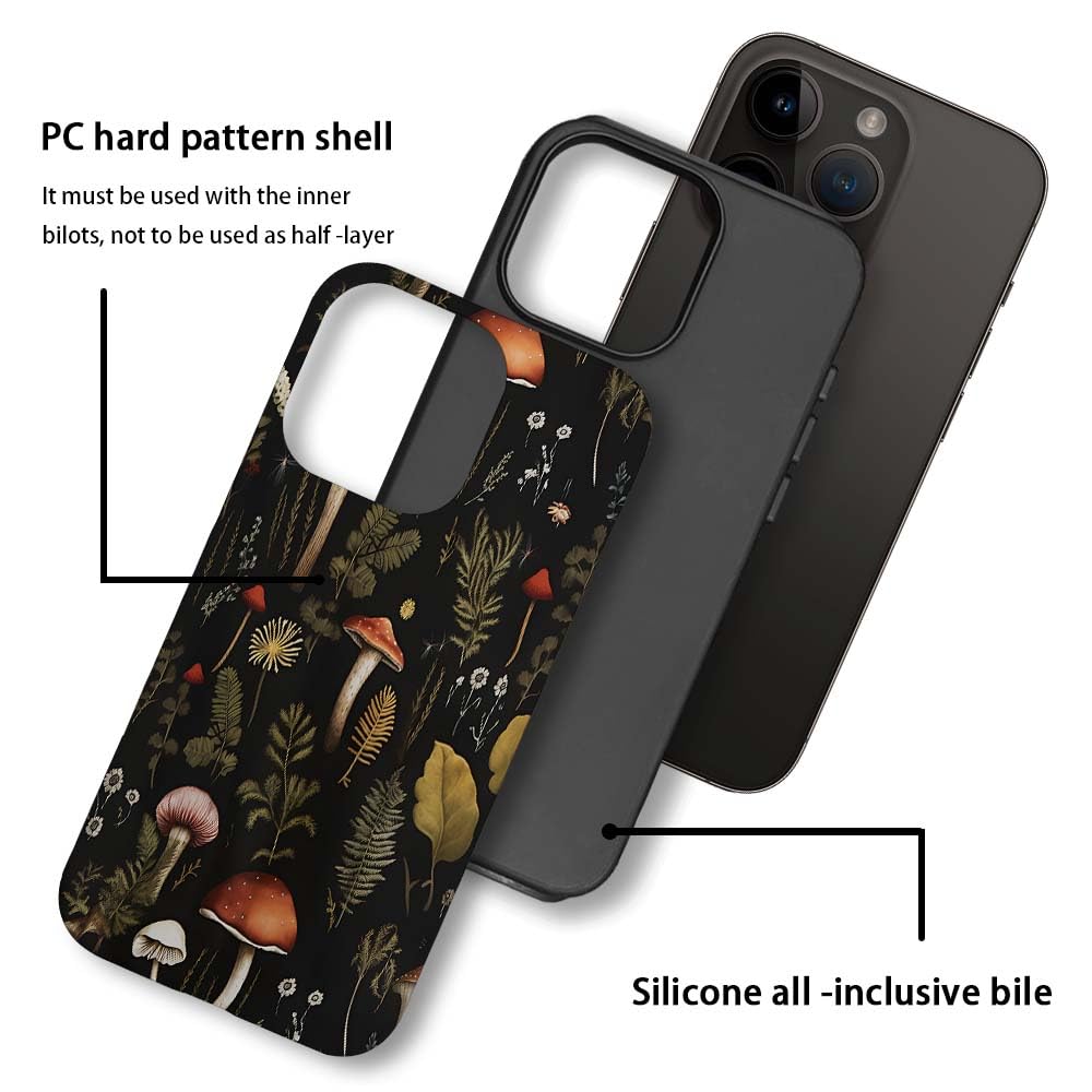 Seized Case Compatible With For Iphone 15 Pro,Vintage Mushroom Snail Daisy Leaf Phone Case For Girl Women Boy Men,Durable Protec