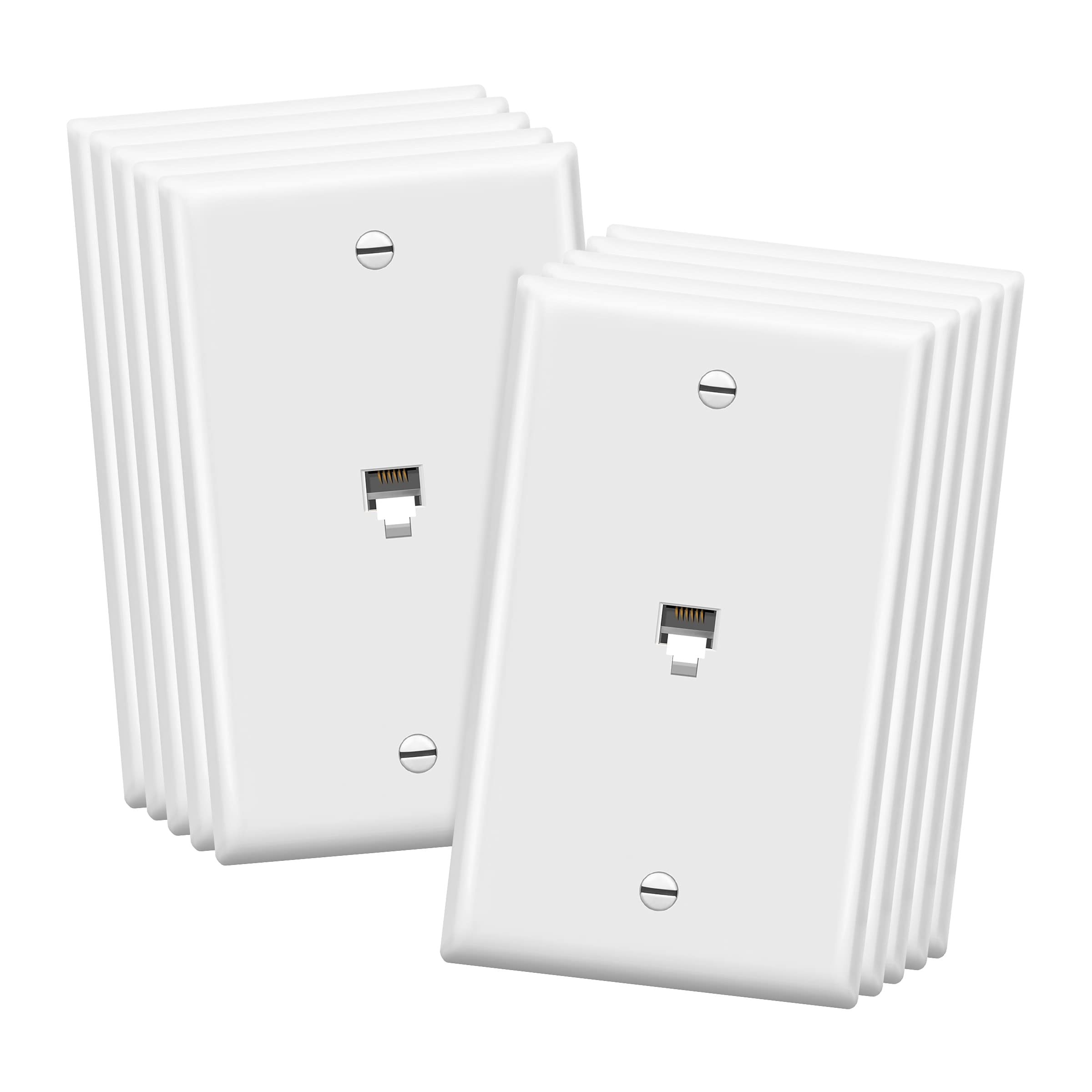 Enerlites Rj11 Telephone Jack Wall Plate, 6 Position 6 Conductor 6P6C (2 Line Support), 1 Gang 4.50'' X 2.76'', 6631 W 10Pcs, Wh