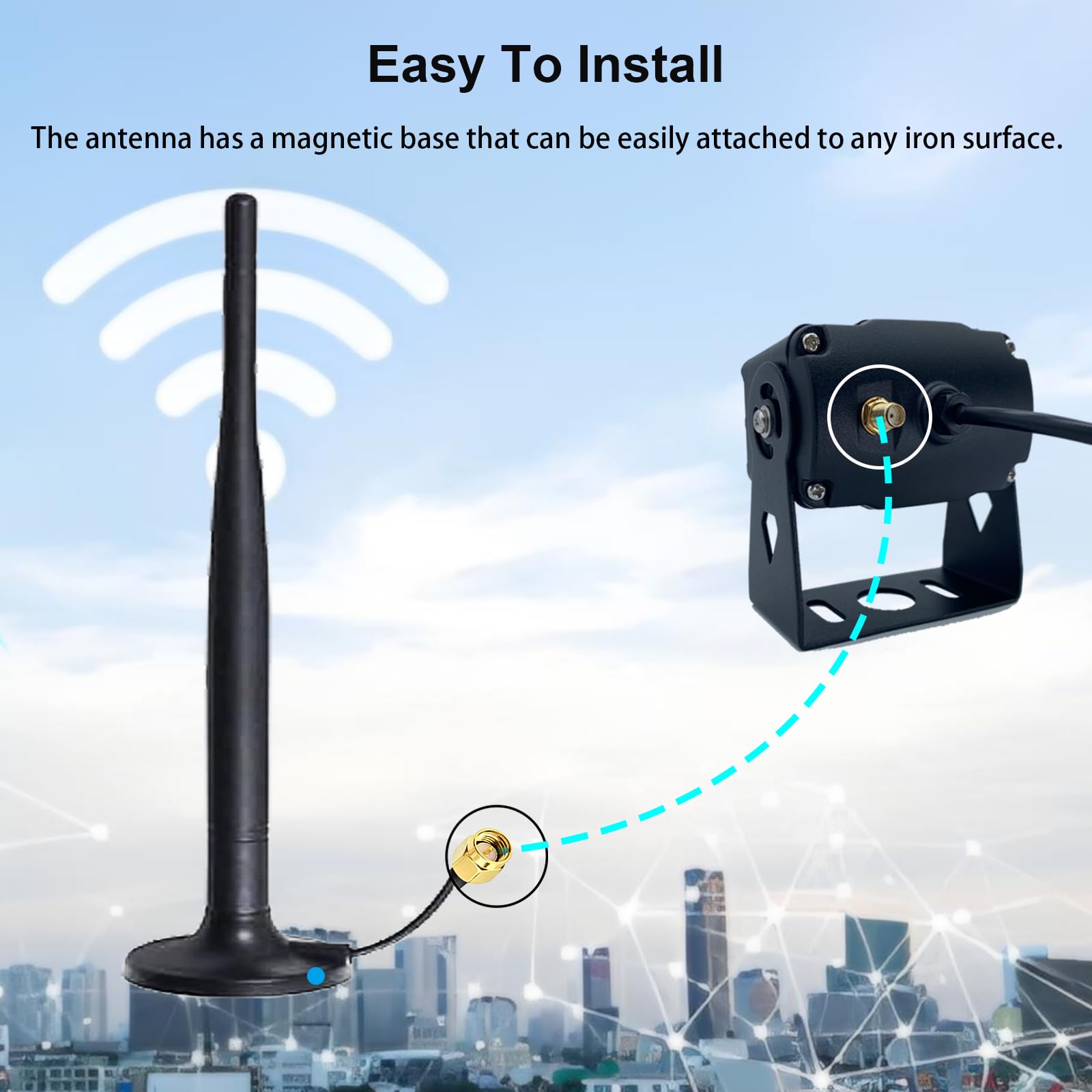 VOONOA 2.4GHz 6dBi WiFi Antenna SMA Male Connector Magnetic Base 10ft Extension Cable Black