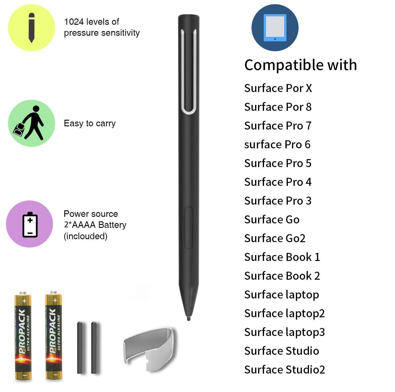 Sss      Grgb Stylus Pen For Microsoft Surface, Compatible With Surface Pro X/8/7/6/5/4/3, Surface Book 3/2/1, Surface Go, Surfa