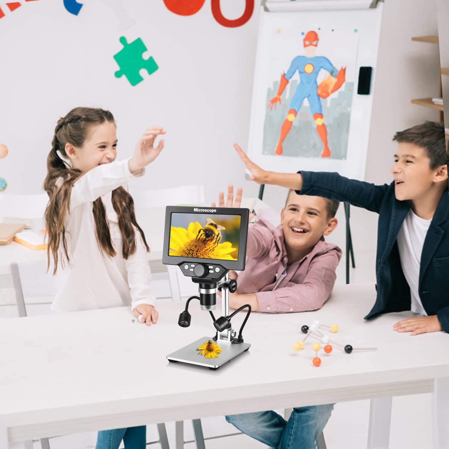 Koolertron 7 Inch Lcd Digital Microscope With 32G Tf Card,12Mp 1200X Magnification 1080P Usb Microscope Camera,Pc View,Rechargea