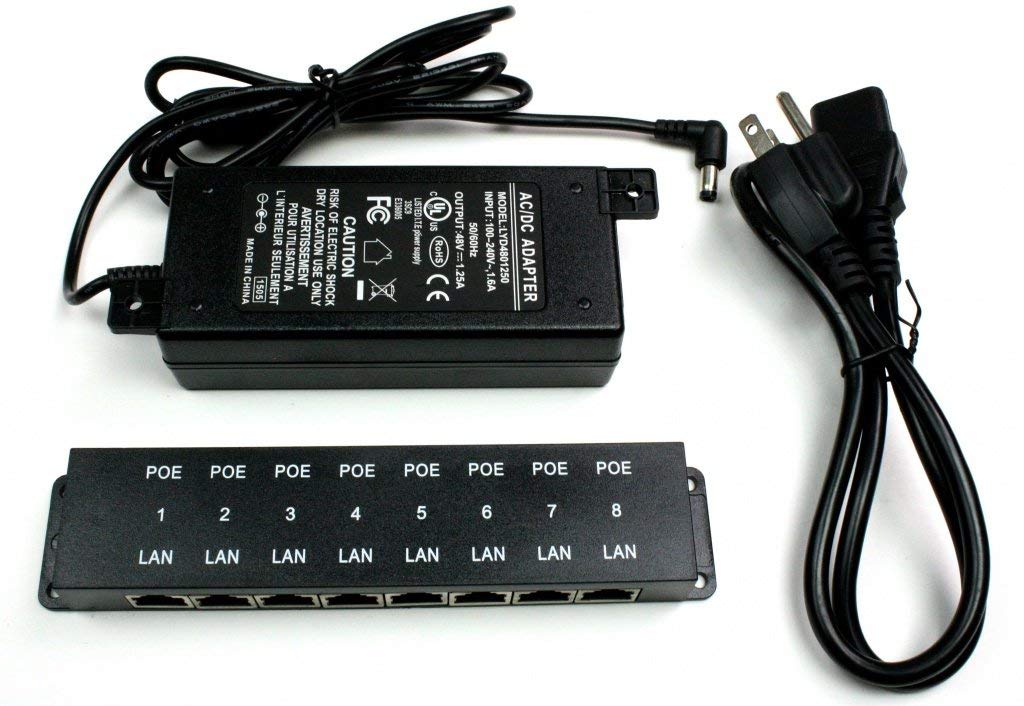 Poe Texas 8 Port Poe Injector   10/100 Passive Power Over Ethernet With 48V 60W Ul Power Supply   802.3Af Poe Injector For Voip
