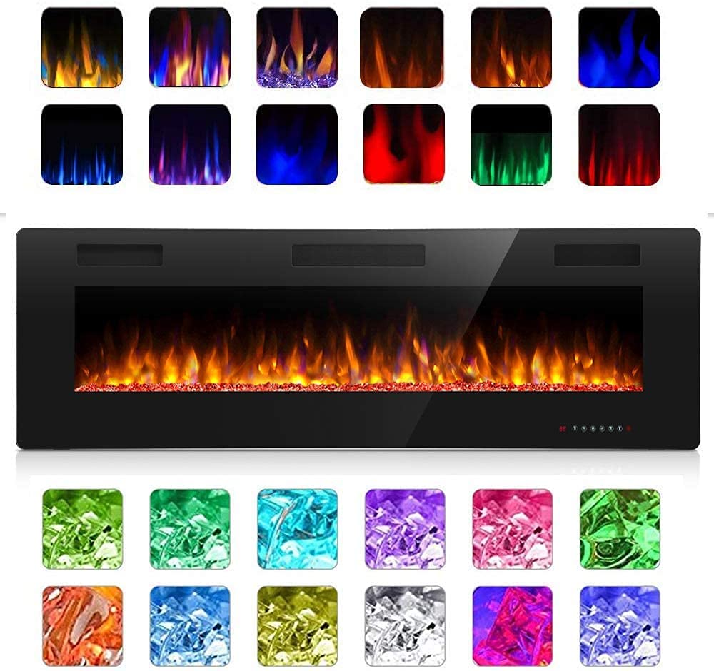 Antarctic Star 68 Inch Electric Fireplace In Wall Recessed And Wall Mounted, Fireplace Heater And Linear Fireplace With Multicol