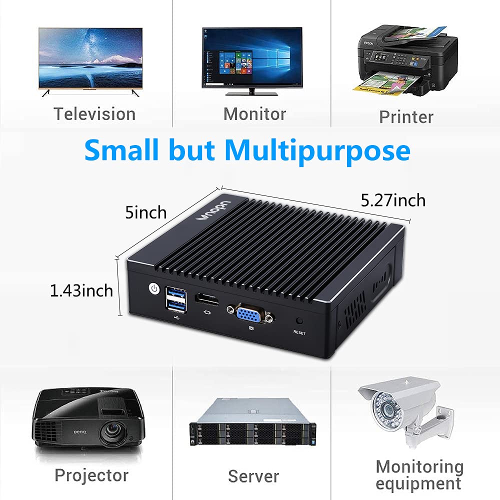 Vnopn Micro Firewall Appliance Intel J4125 Quad Core, 4 Intel 2.5Gbe I225 Lan Ports Fanless Mini Computer 8Gb Ram Ddr4 128Gb Msa