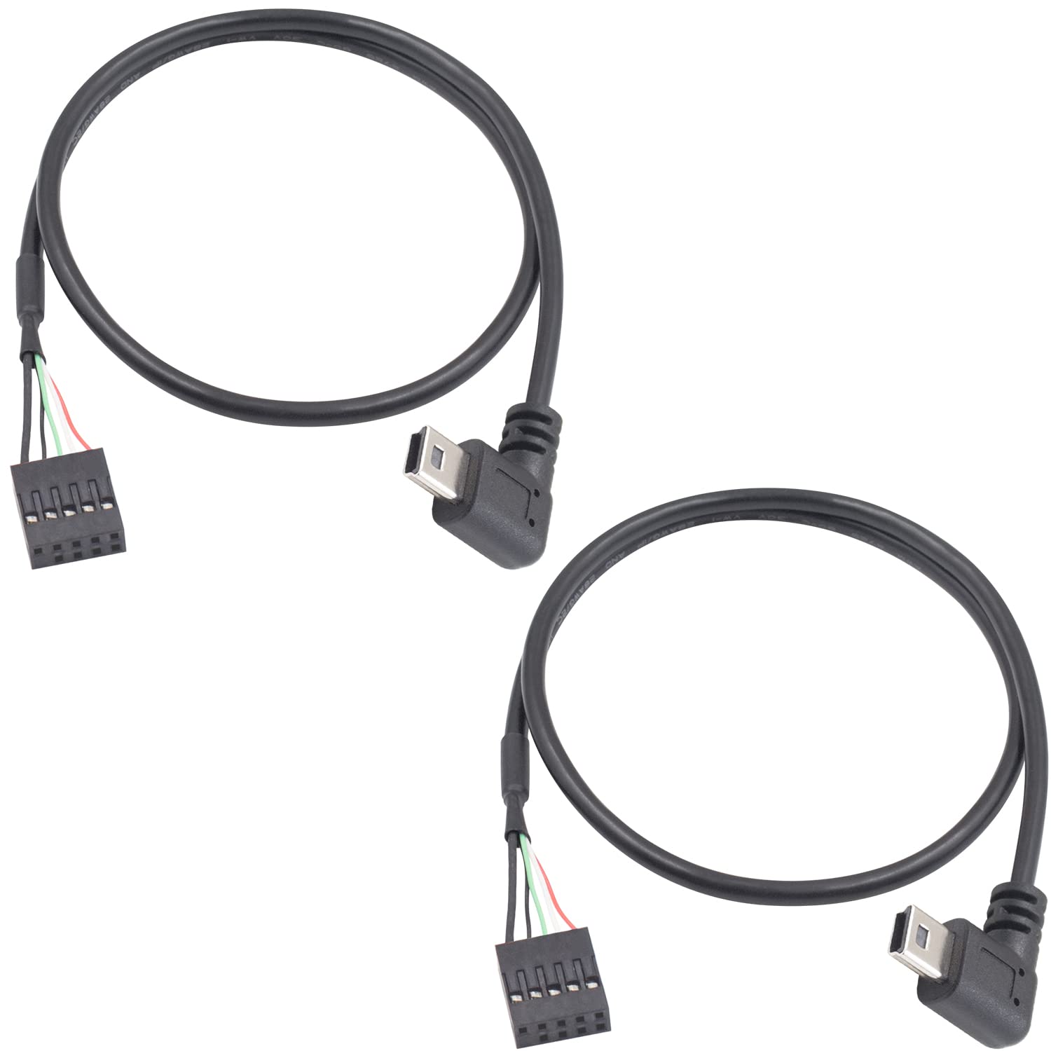 Duttek Mini USB to Motherboard Cable, USB Header to Mini USB, 90 Degree Right Angled Mini USB Male to 9 Pin Motherboard Female A