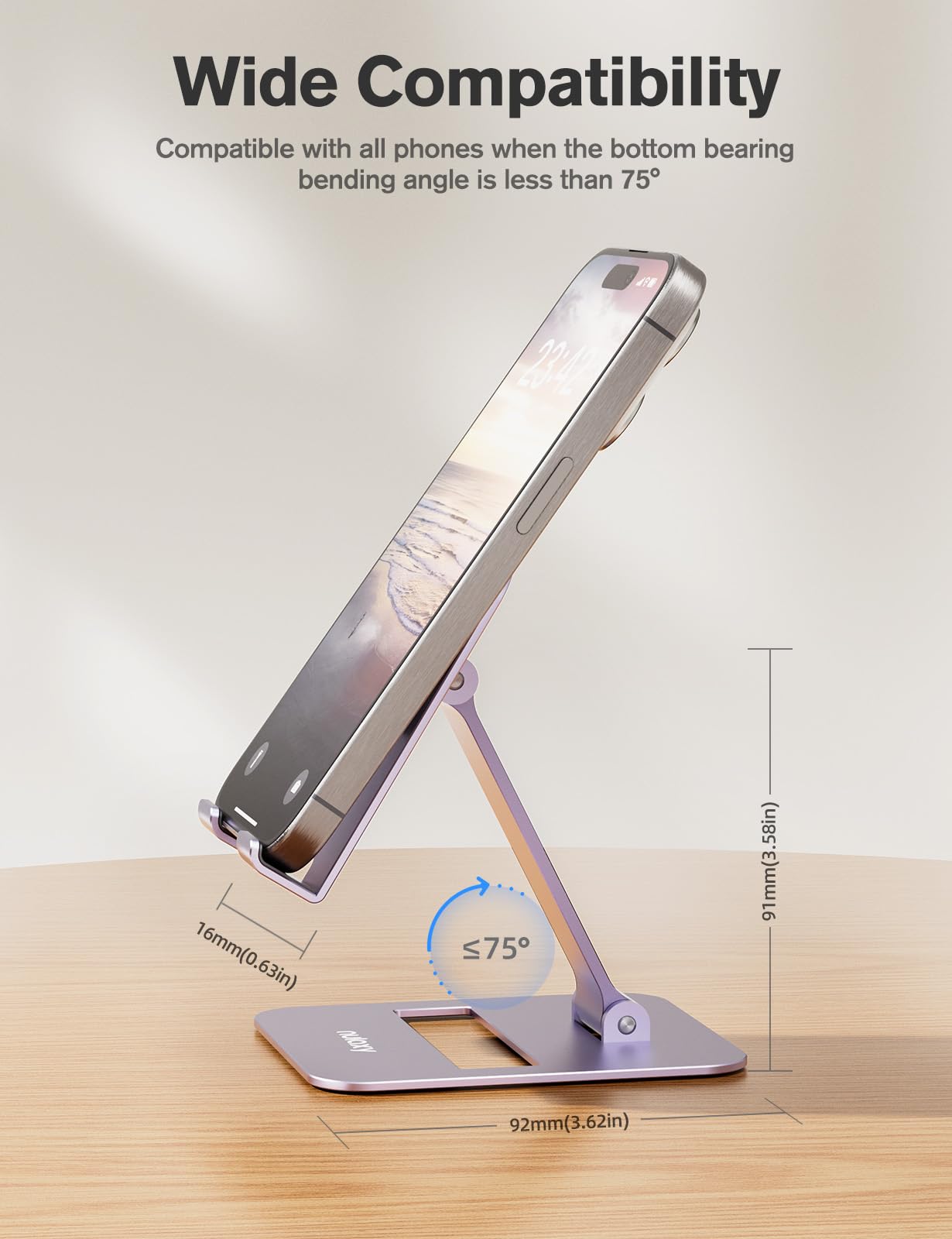 Nulaxy 2 Pack Dual Folding Cell Phone Stand, Fully Adjustable Phone Holder For Desk, Compatible With Iphone 16 15 14 13 12 11, N