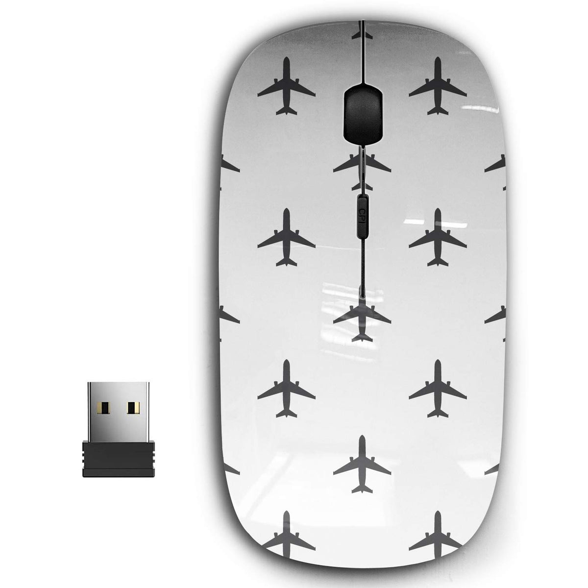 Kawamouse 2.4G Ergonomic Portable Usb Wireless Mouse For Pc, Laptop, Computer, Notebook With Nano Receiver (Airplane Editable)
