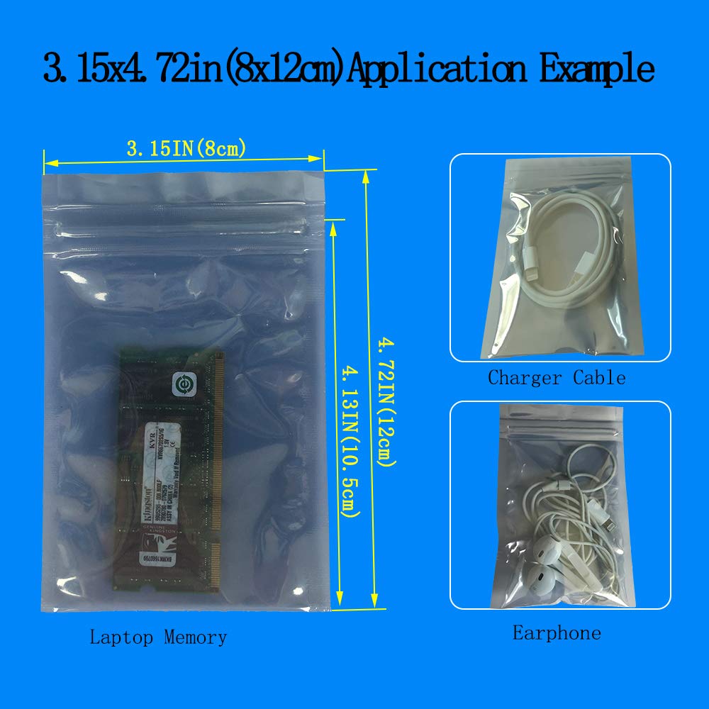Daarcin 100Pcs 3.15X4.72In/8X12Cm Anti Static Bags,Esd Bags Resealable For Hdd With 100Pcs Labels, Antistatic Bags For Hand Driv