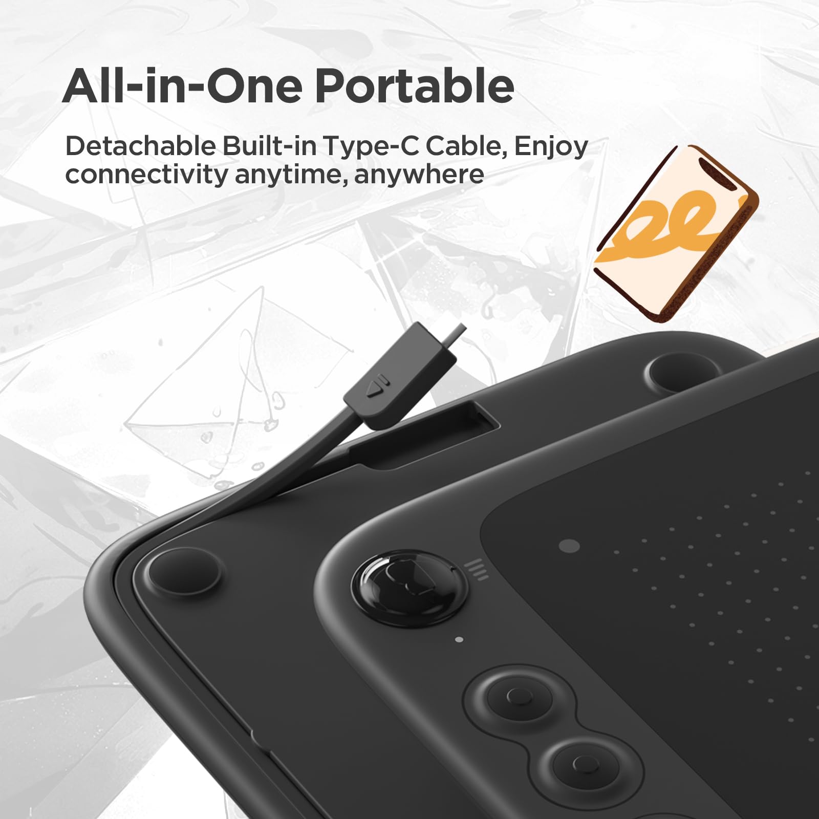 Ugee Q6 6.5X4 Inch Drawing Tablet For Android Phone With 6 Hot Keys,Graphic Tablet Adjustable Drawing Mode Writing Tablet Mobile