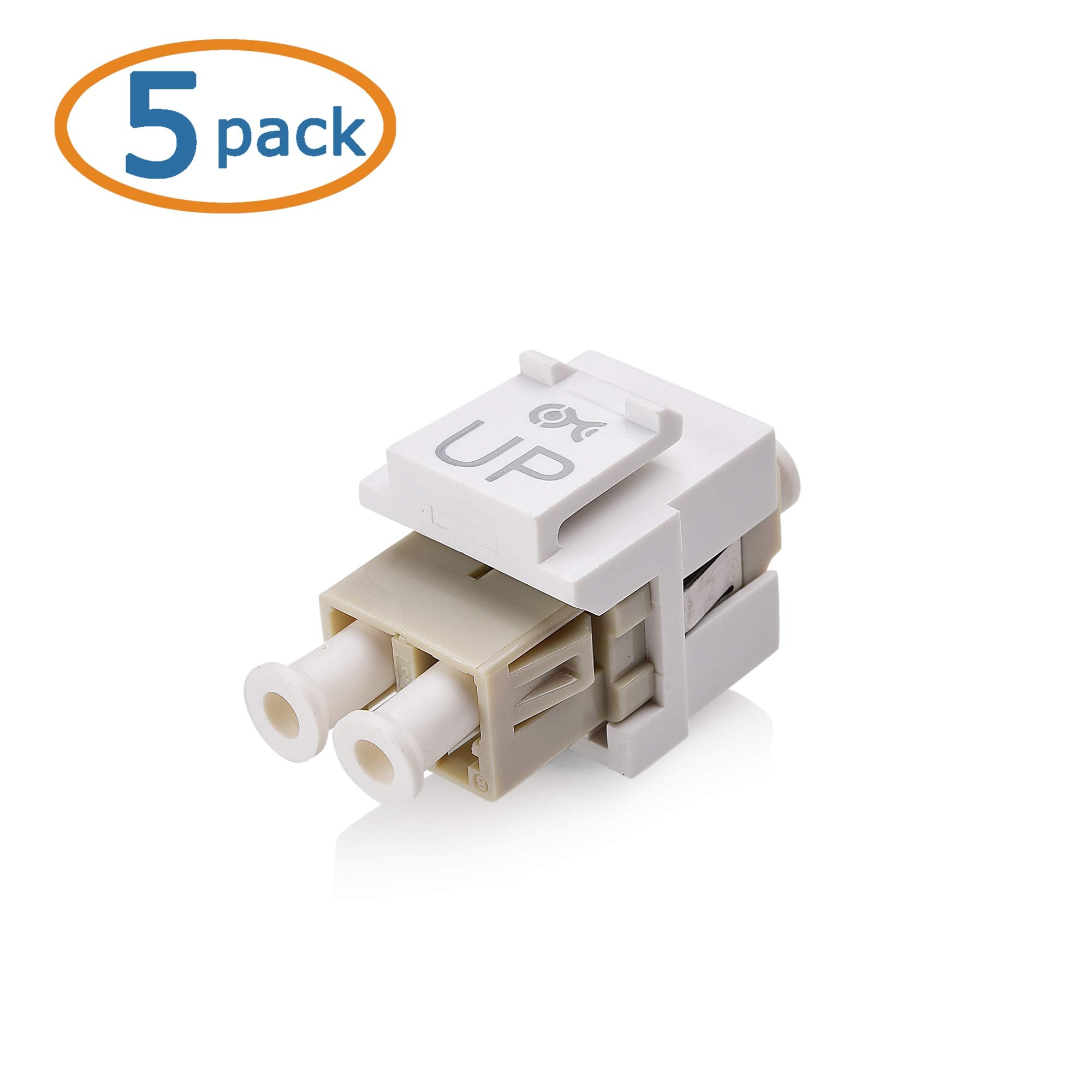 Cable Matters 5 Pack LC UPC Duplex Fiber Optic Keystone Coupler Jack, OM1/OM2/OM3/OM4 Multimode, OS2 Single Mode Support