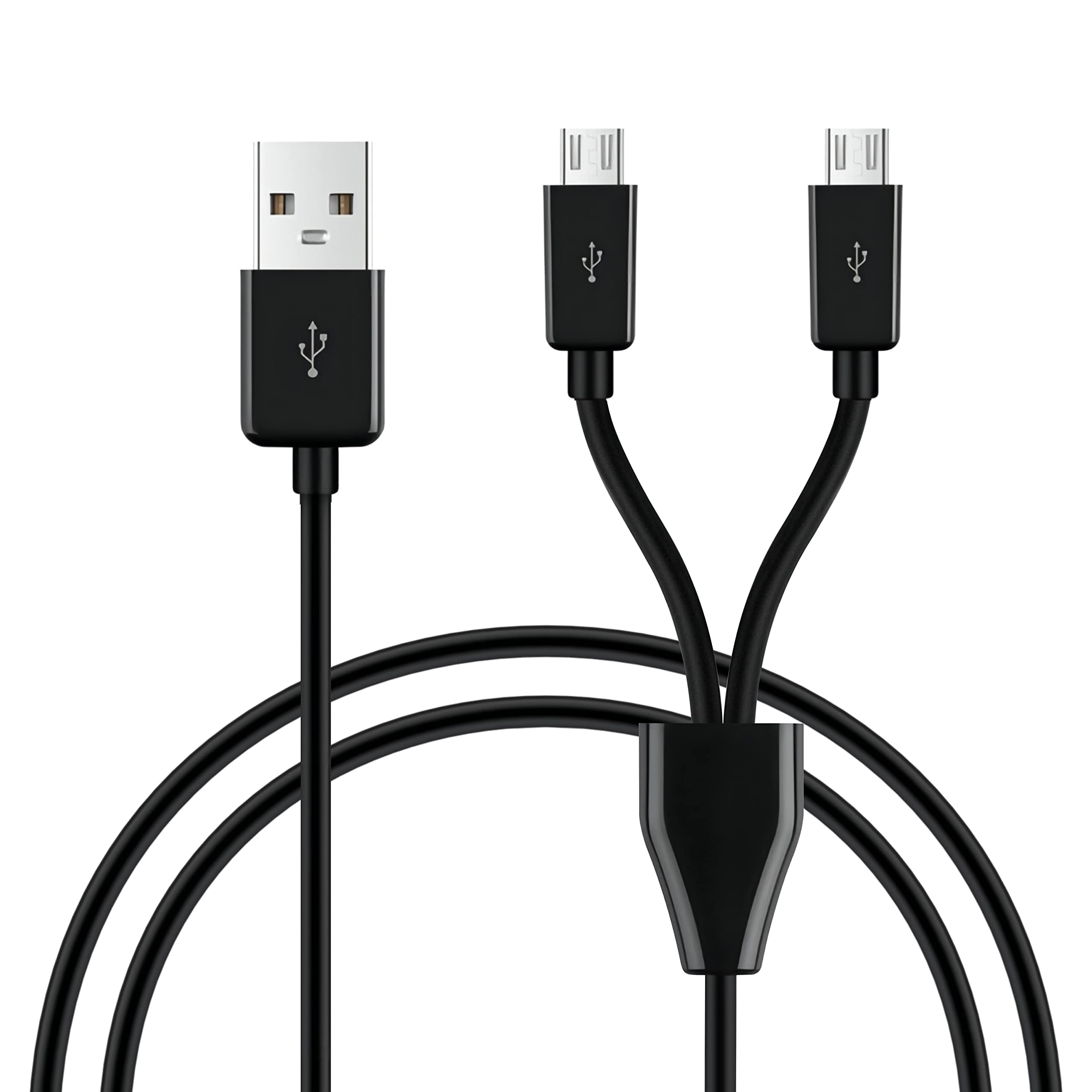 Gelrhonr Micro Usb Splitter Cable,2 In 1 Usb 2.0 A Male To Dual Micro Usb Male Charging Cord Multi Micro Usb Data Sync Adapter C