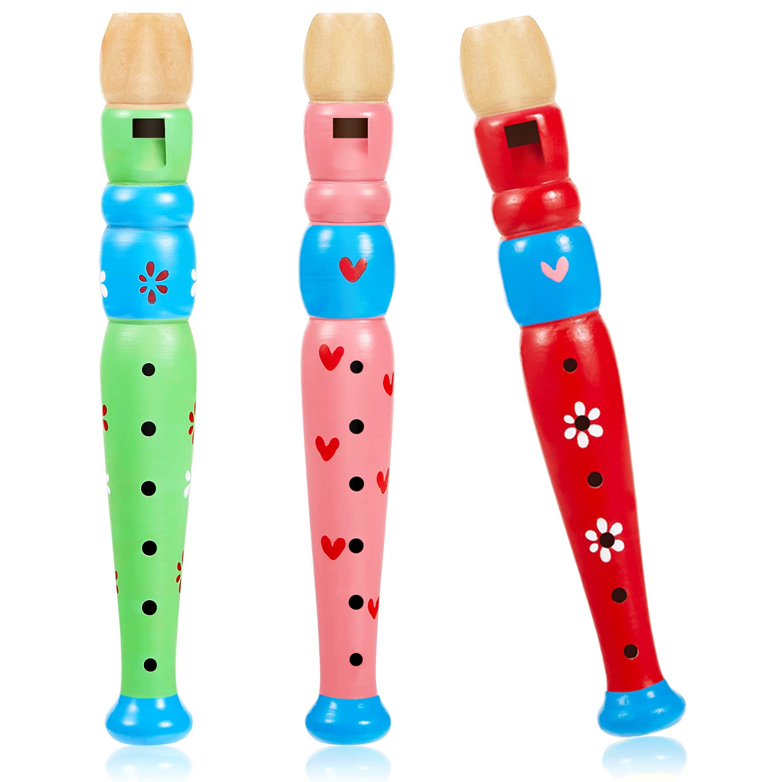 Yeshone 3 Pieces Small Wooden Recorders Wooden Flute Colorful Piccolo Flute For Music Education Sound Learning Musical Instrumen